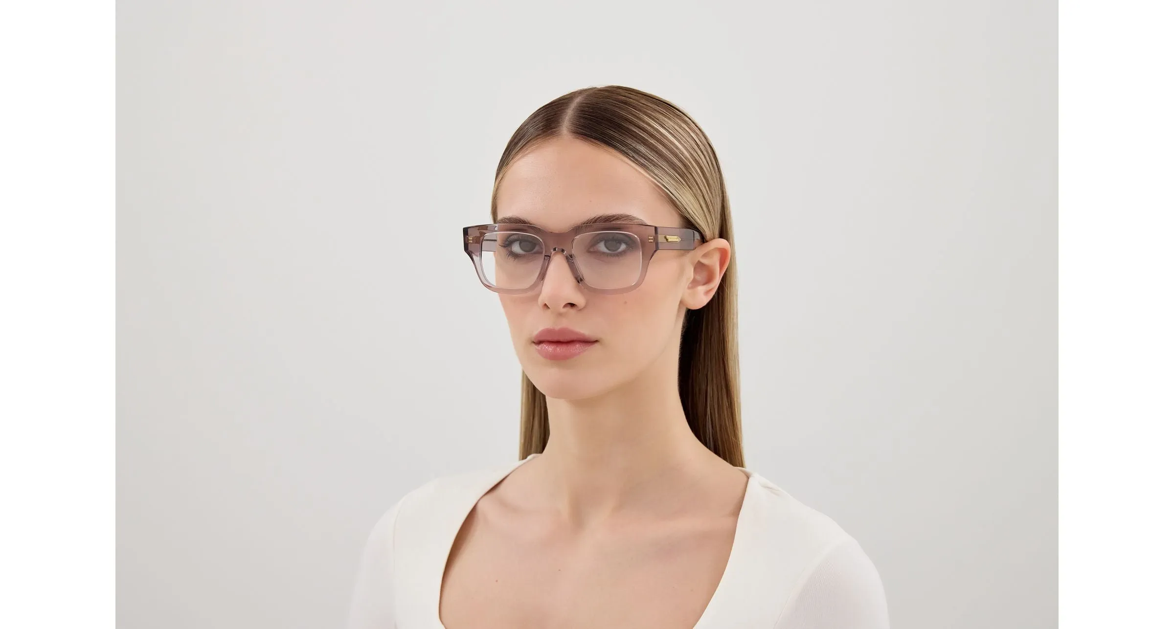 Bottega Veneta BV1361O 010 Montature da vista Acetato Grigio Trasparente Squadrata - immagine 4