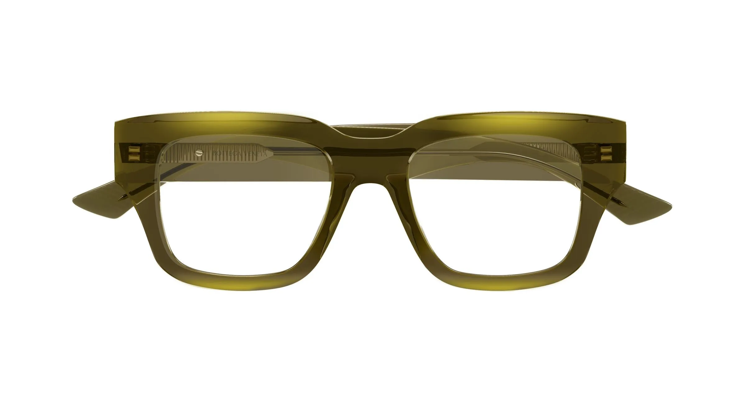 Bottega Veneta BV1361O 009 Montature da vista Acetato Verde Trasparente Squadrata - immagine 2