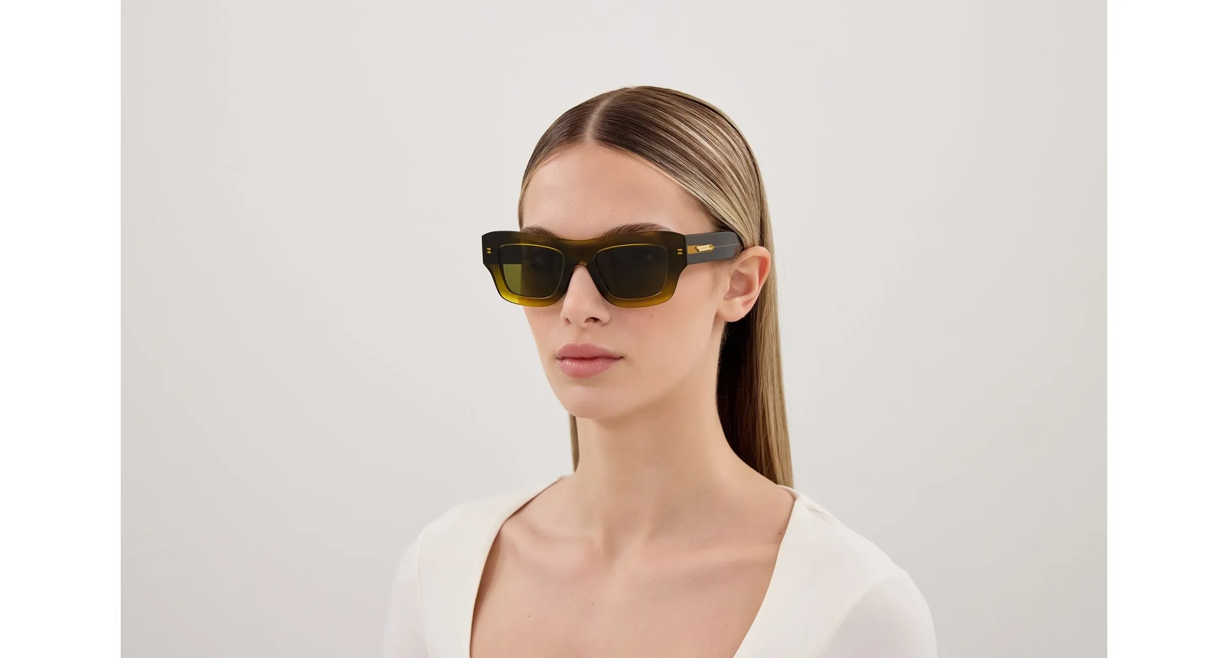 Bottega Veneta BV1357S 005 Occhiali da sole Acetato Verde Verde Squadrata - immagine 4