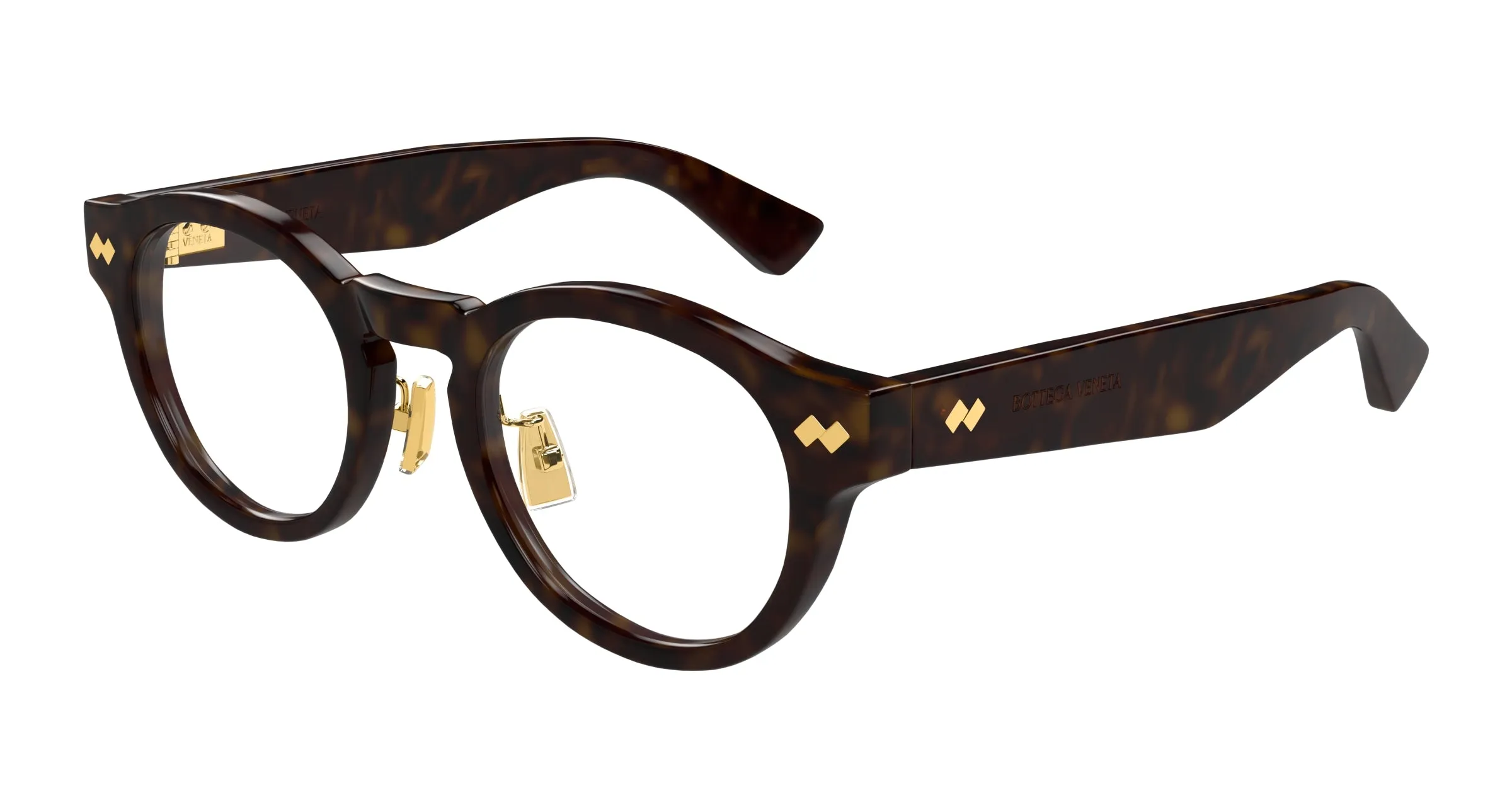 Bottega Veneta BV1356OA 002 Montature da vista Acetato Havana Trasparente Rotonda - immagine 1