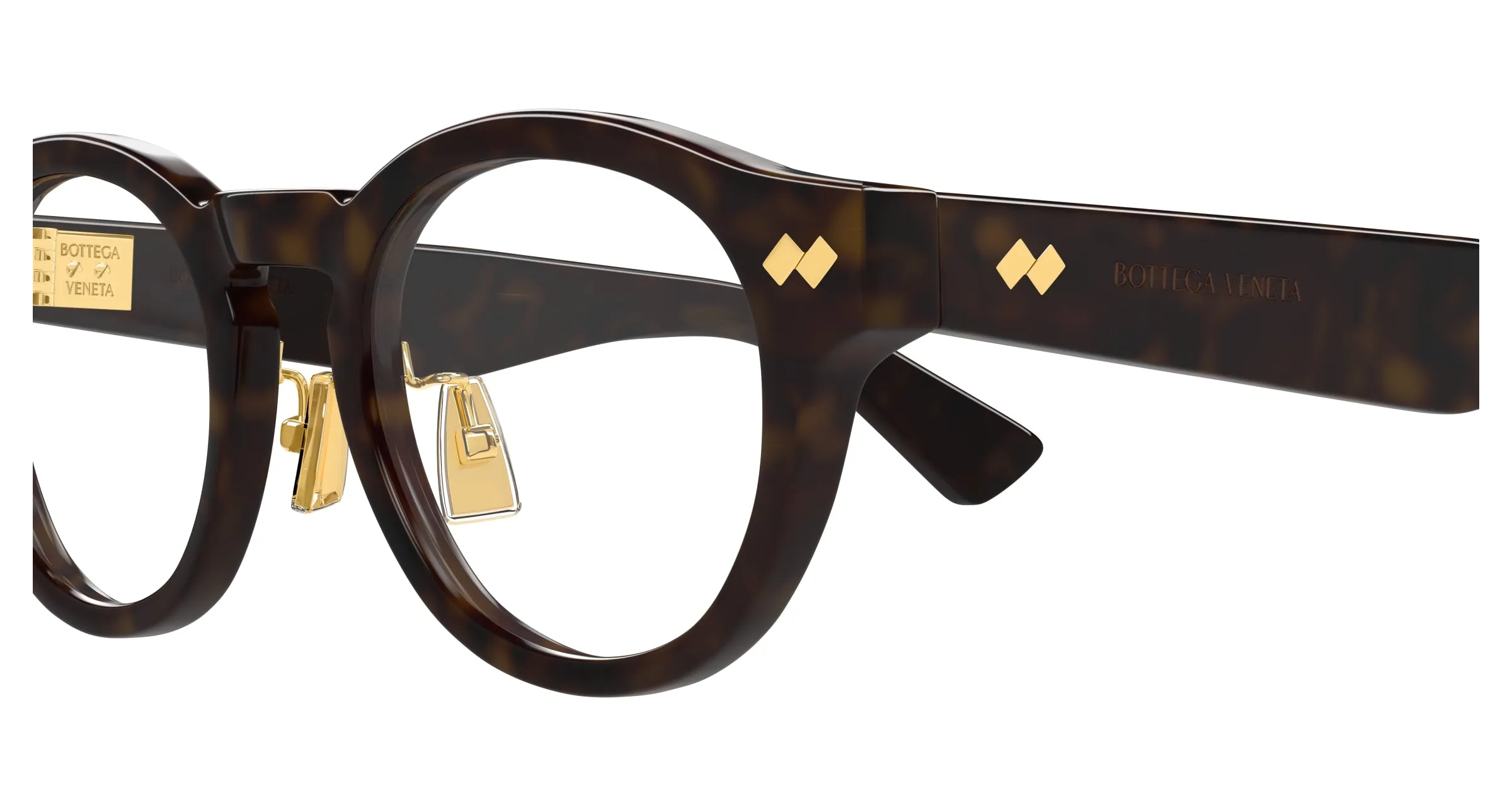 Bottega Veneta BV1356OA 002 Montature da vista Acetato Havana Trasparente Rotonda - immagine 3