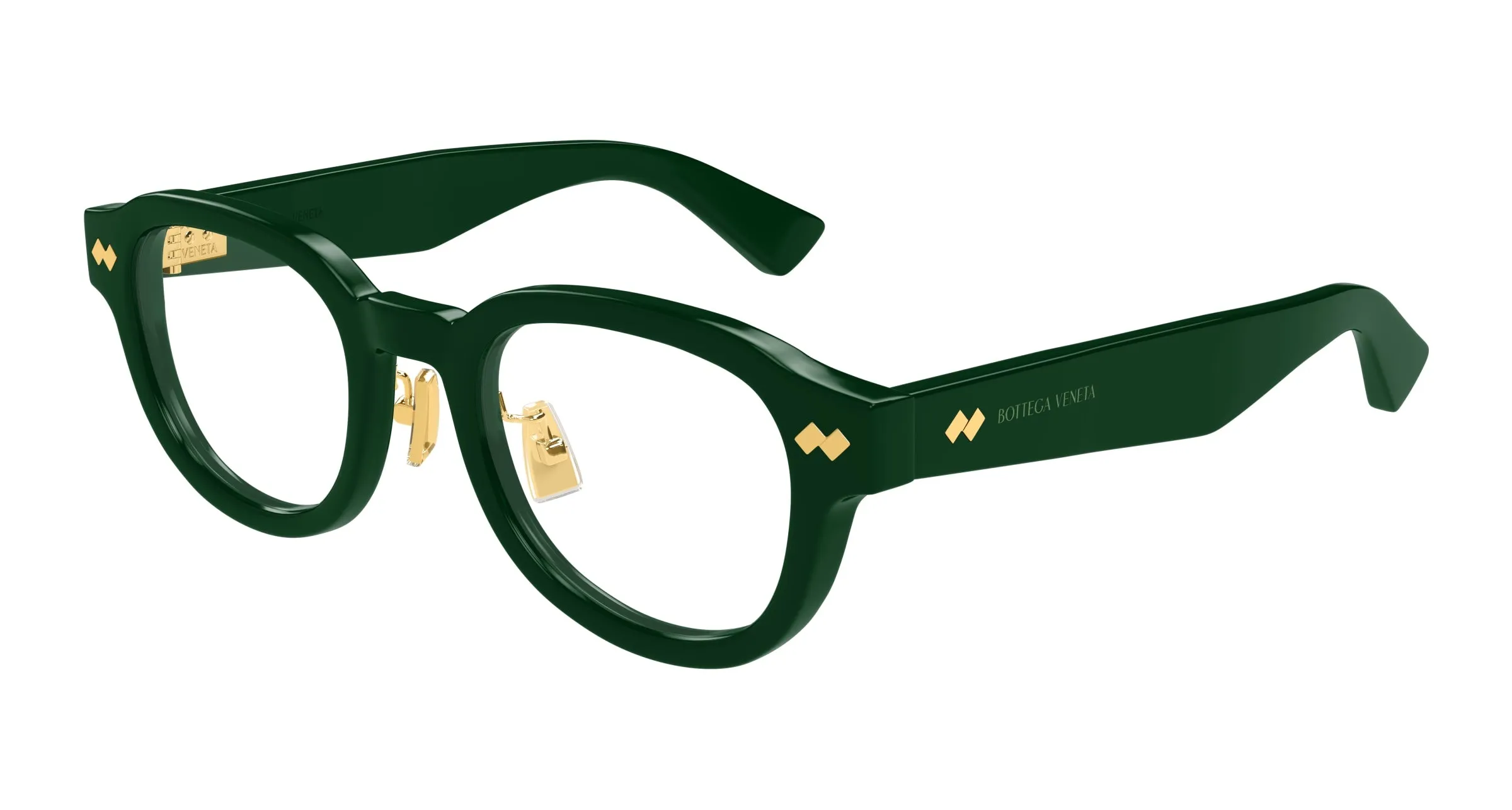 Bottega Veneta BV1355OJ 008 Montature da vista Acetato Verde Trasparente Rotonda - immagine 1