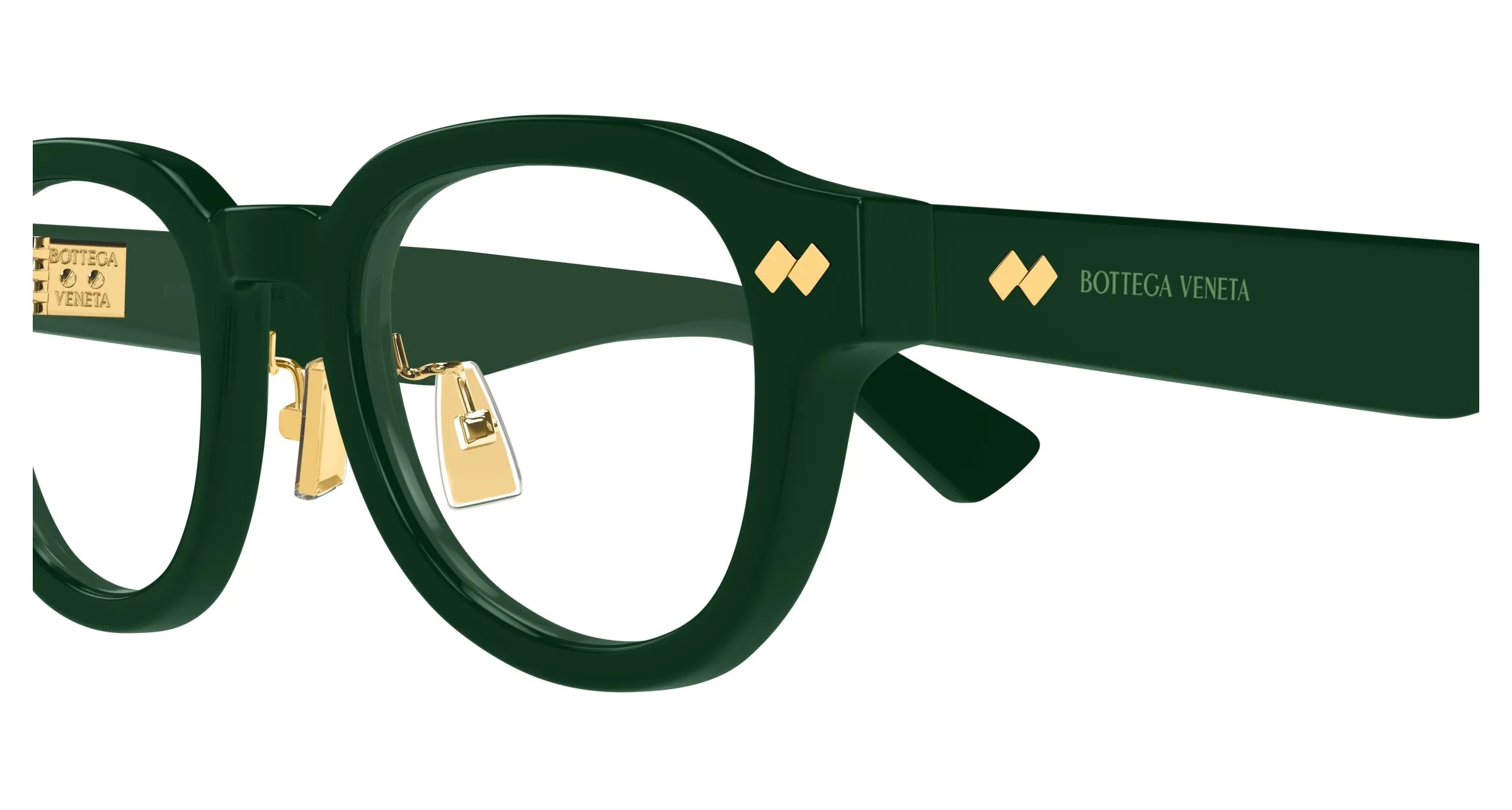 Bottega Veneta BV1355OJ 008 Montature da vista Acetato Verde Trasparente Rotonda - immagine 3