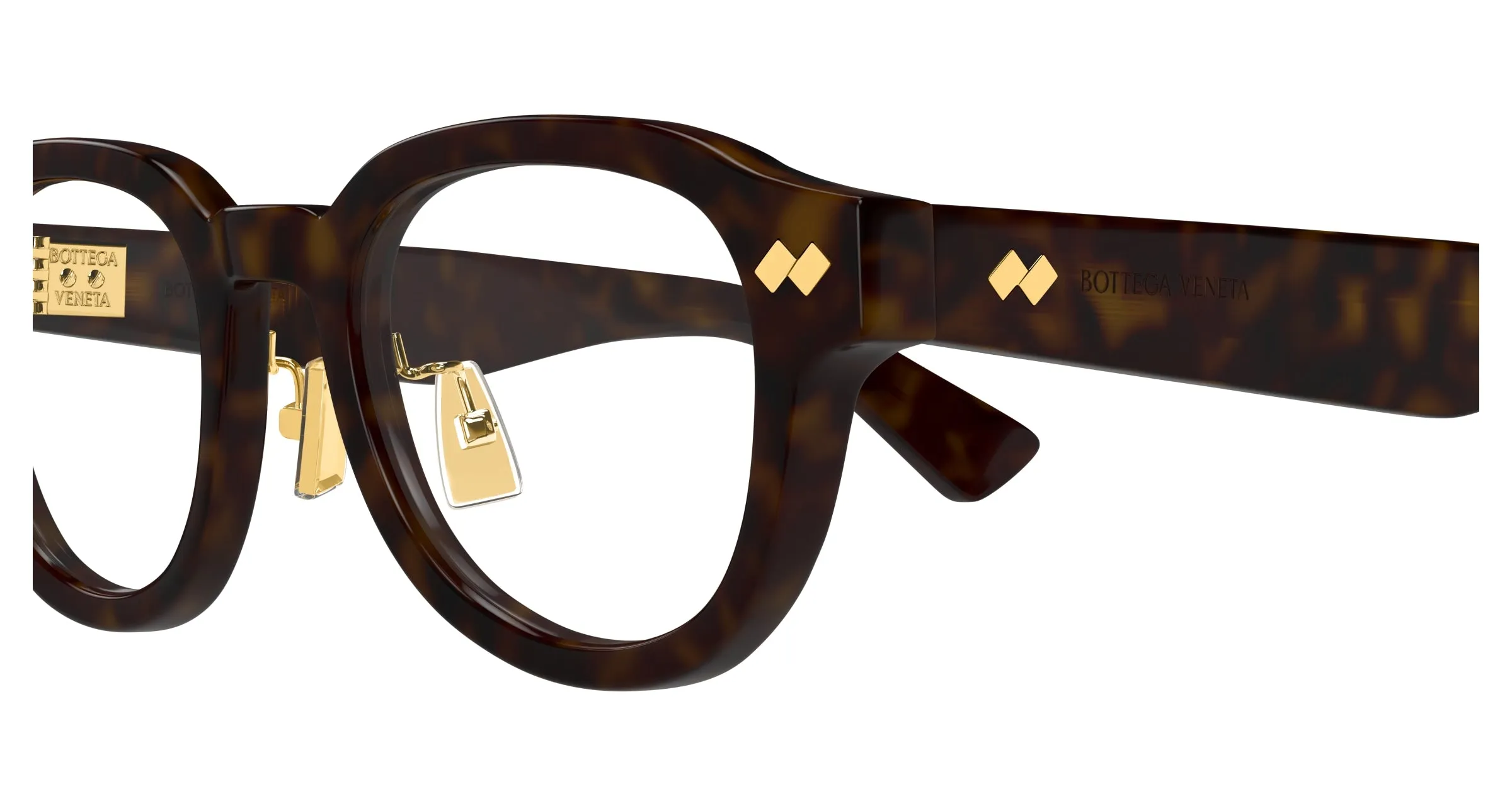 Bottega Veneta BV1355OJ 006 Montature da vista Acetato Havana Trasparente Rotonda - immagine 3