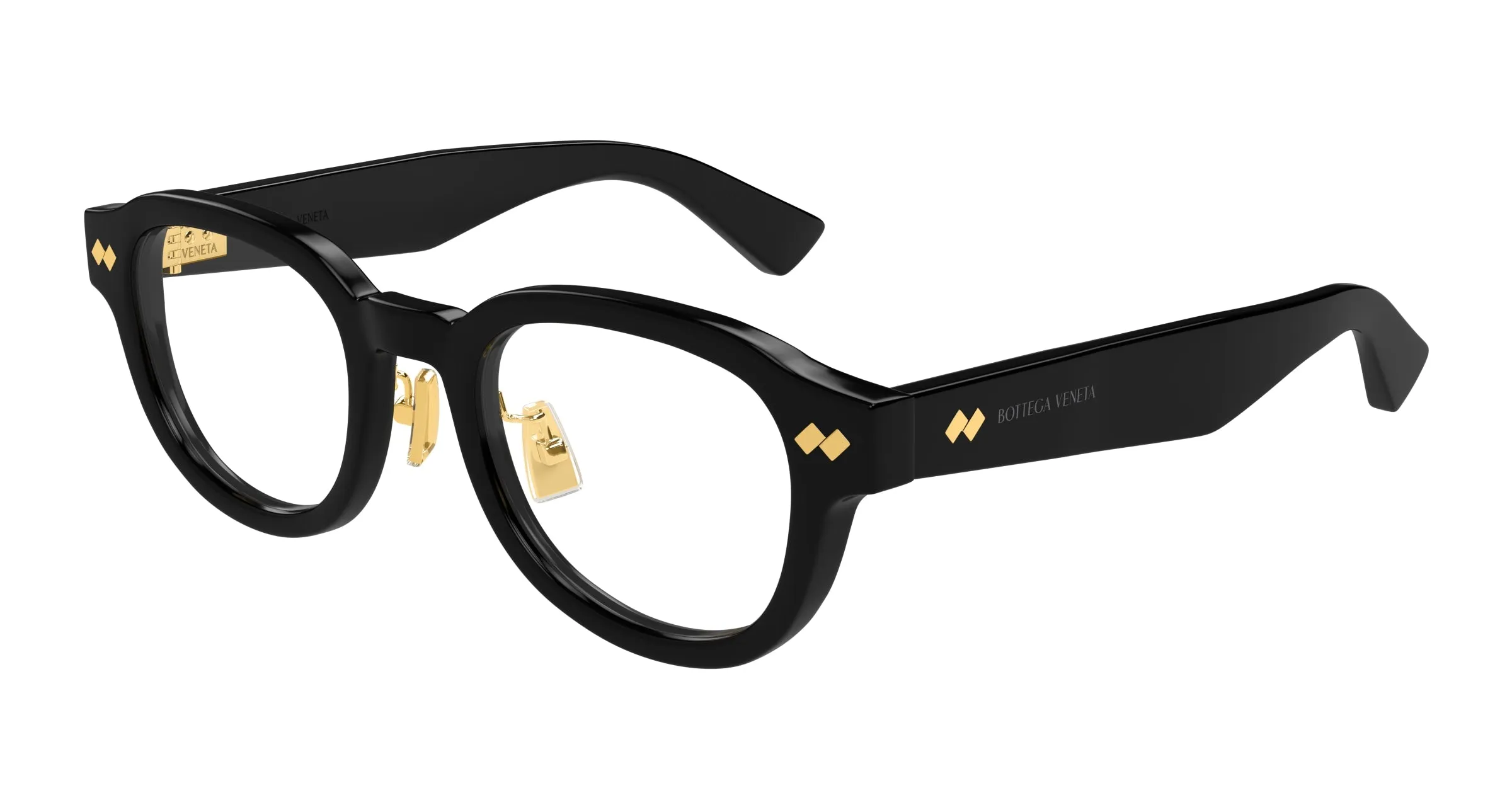 Bottega Veneta BV1355OJ 005 Montature da vista Acetato Nero Trasparente Rotonda - immagine 1