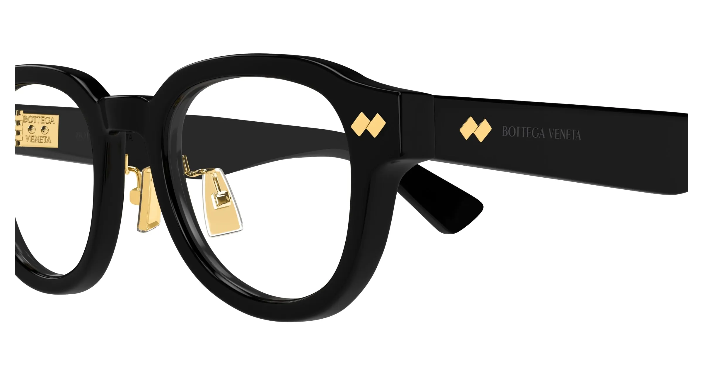 Bottega Veneta BV1355OJ 005 Montature da vista Acetato Nero Trasparente Rotonda - immagine 3