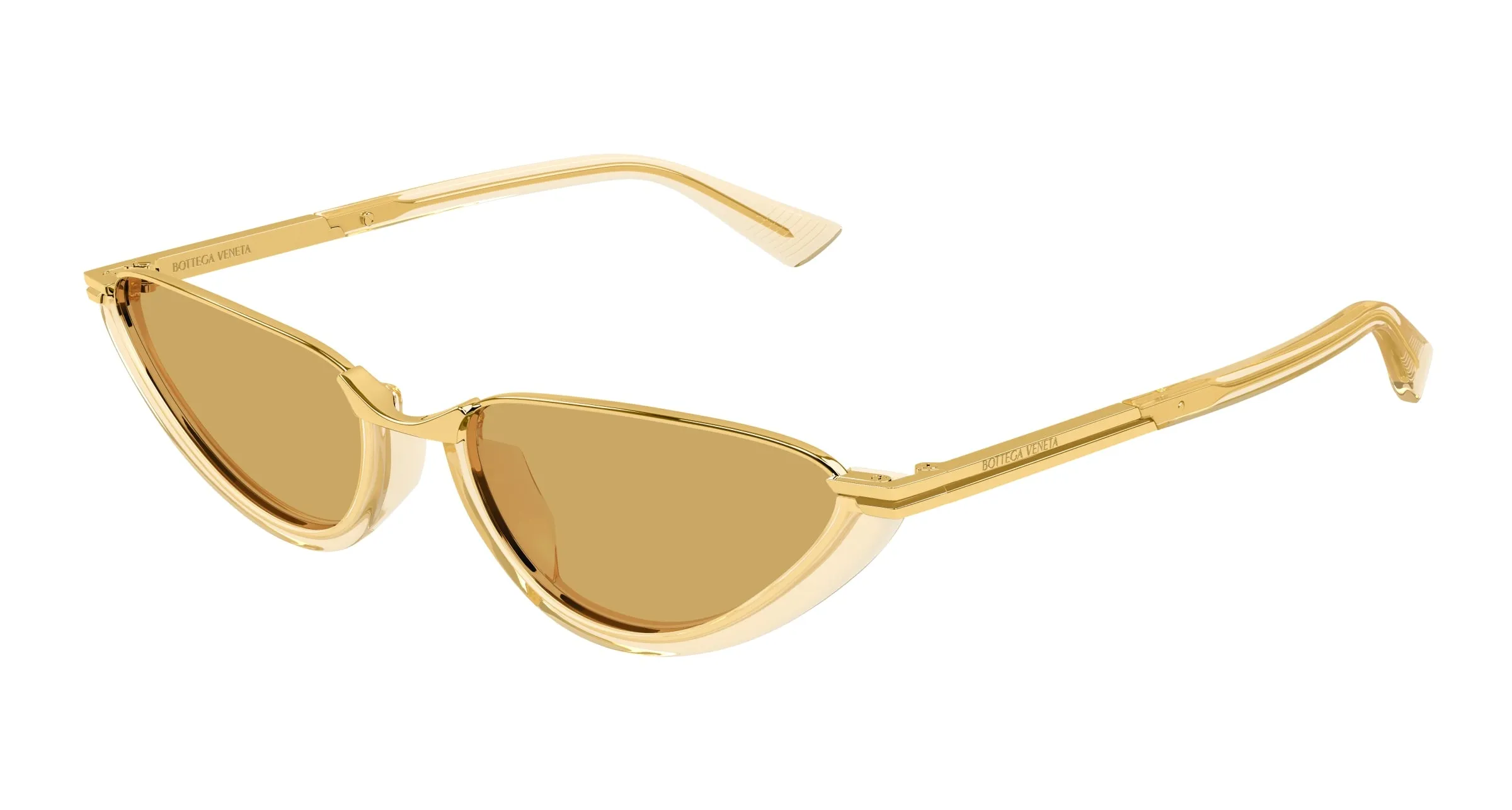 Bottega Veneta BV1346S 003 Occhiali da sole Acetato Giallo Marrone Cat Eye - immagine 1