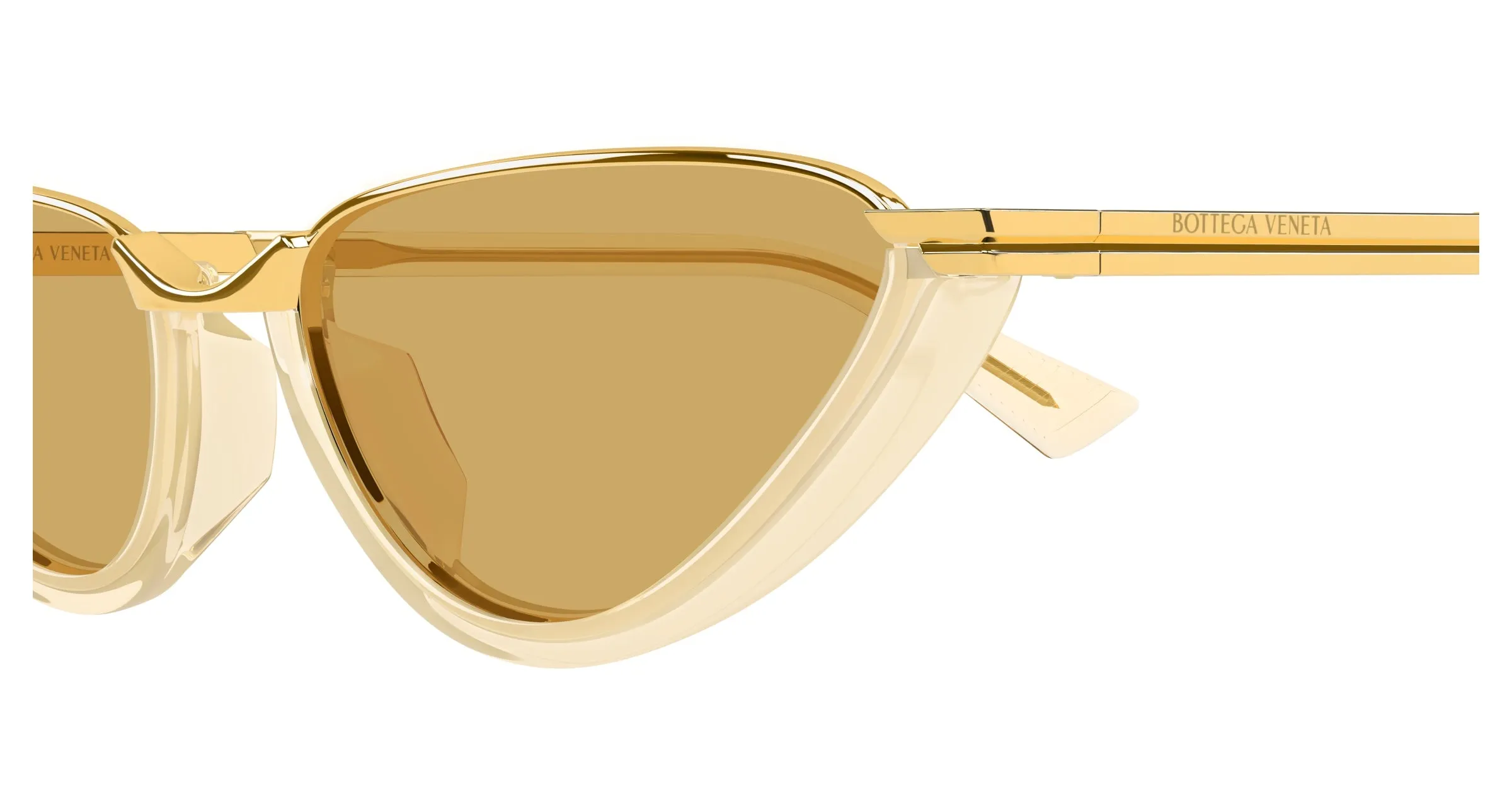 Bottega Veneta BV1346S 003 Occhiali da sole Acetato Giallo Marrone Cat Eye - immagine 3