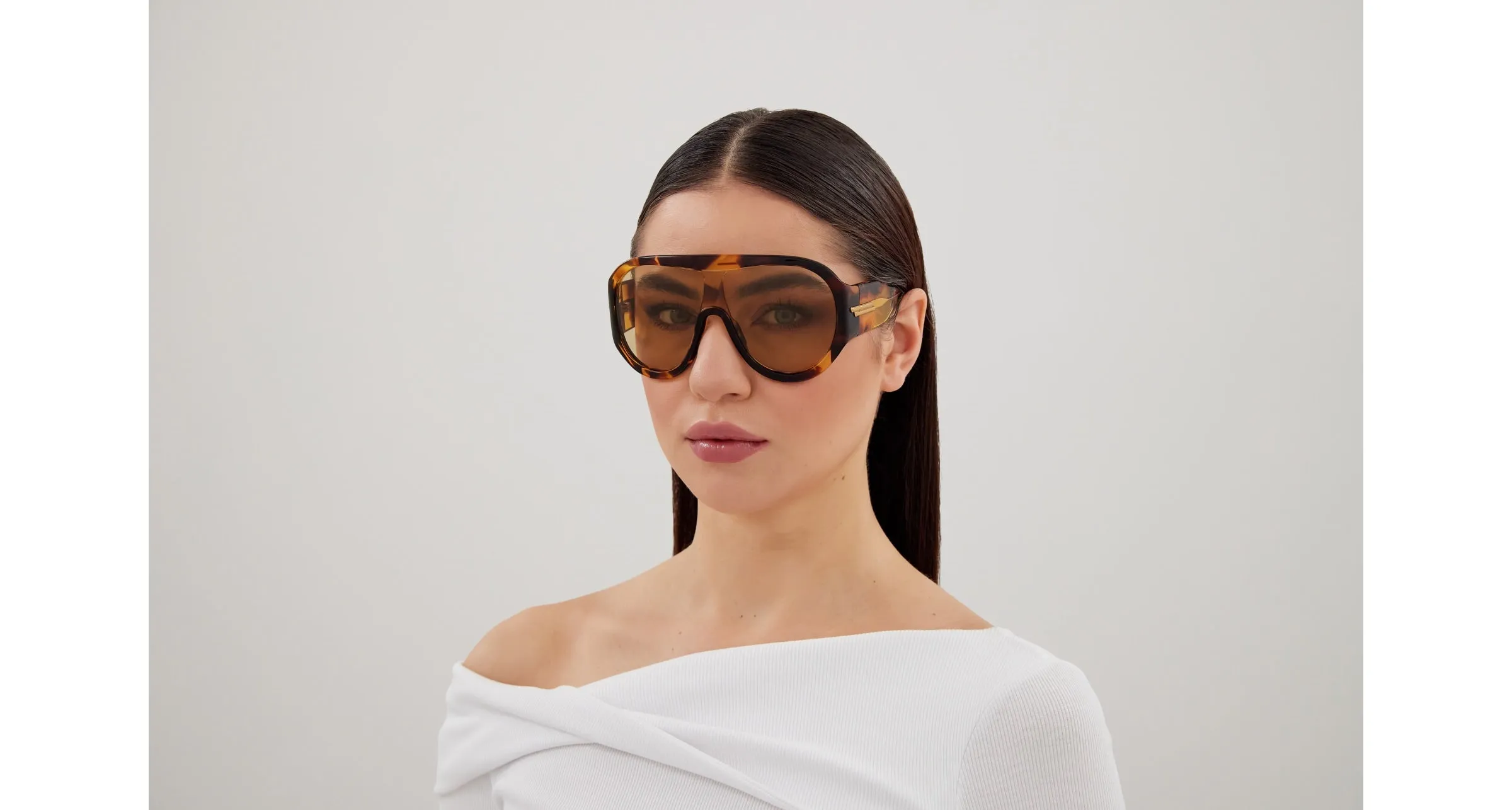 Bottega Veneta BV1345S 002 Occhiali da sole Acetato Havana Marrone Maschera - immagine 4