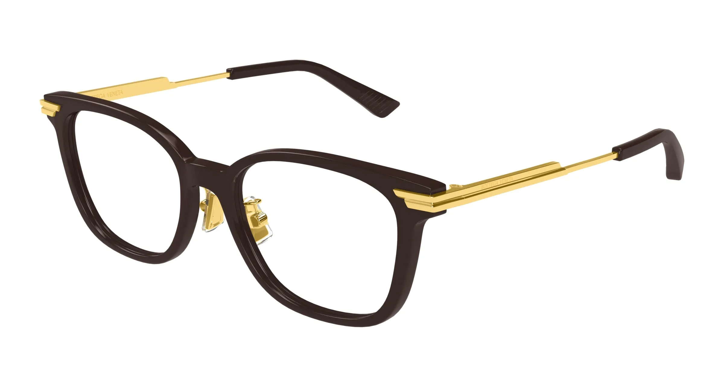 Bottega Veneta BV1338OJ 003 Montature da vista Acetato Marrone Trasparente Squadrata - immagine 1
