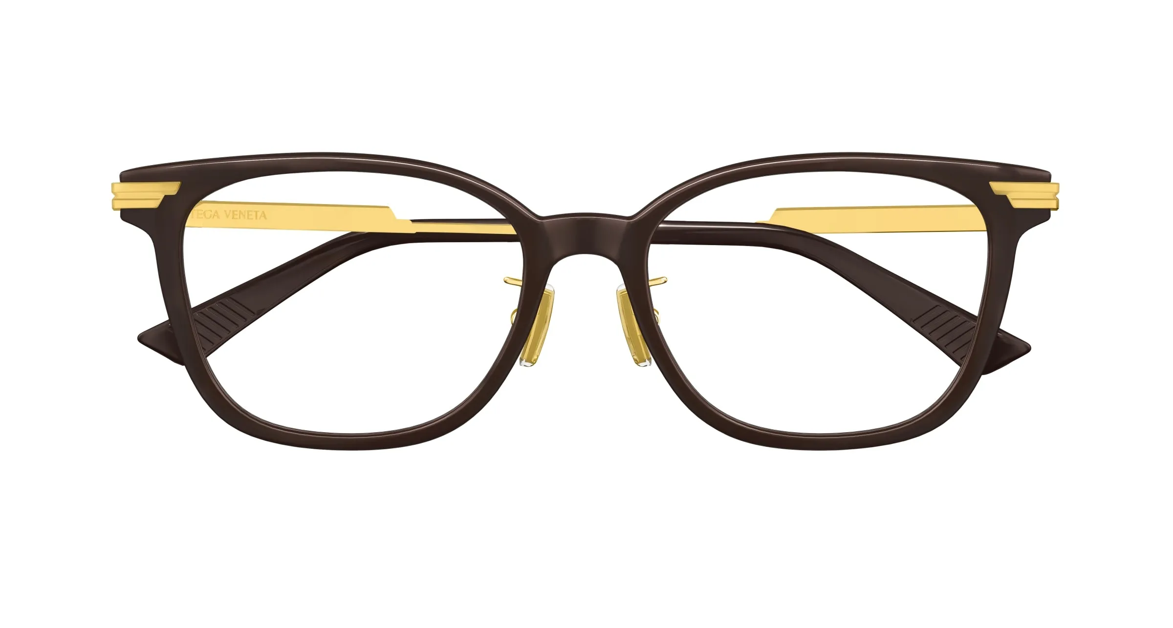 Bottega Veneta BV1338OJ 003 Montature da vista Acetato Marrone Trasparente Squadrata - immagine 2