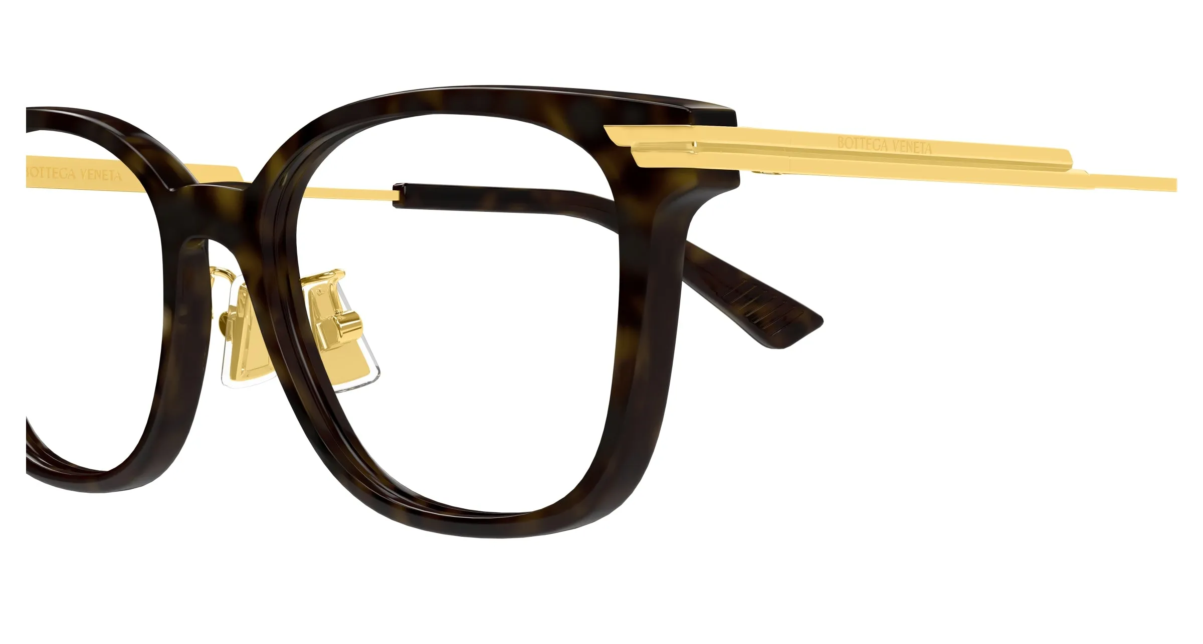 Bottega Veneta BV1338OJ 002 Montature da vista Acetato Havana Trasparente Squadrata - immagine 3