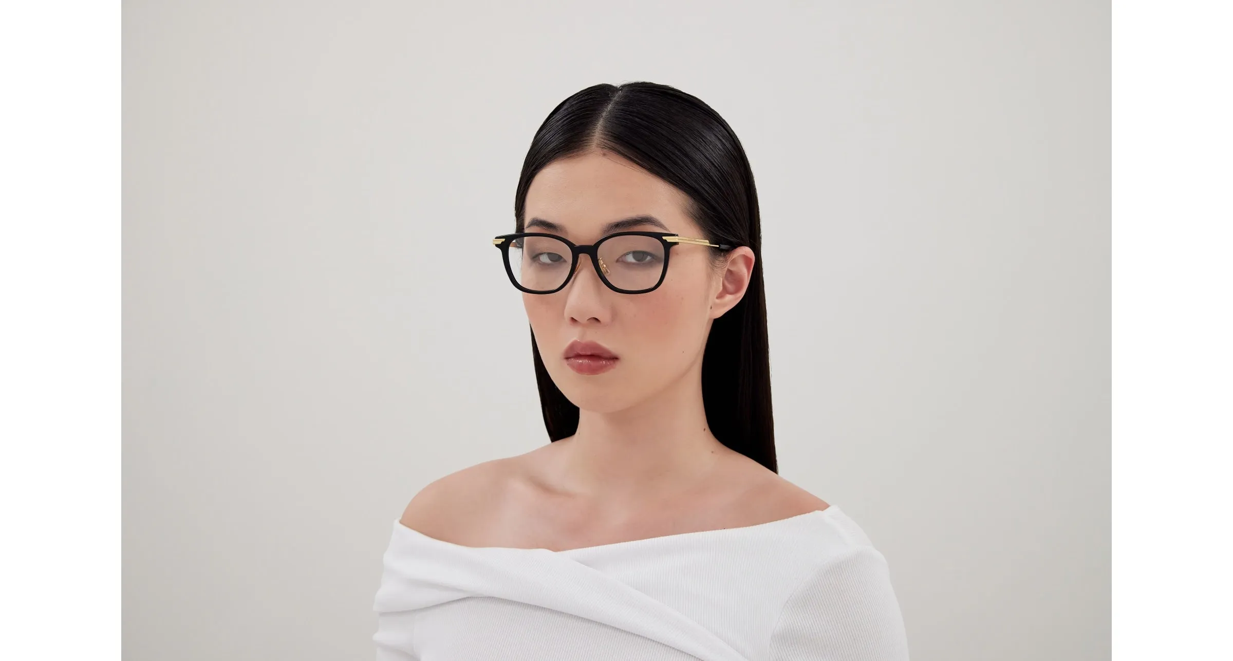 Bottega Veneta BV1338OJ 001 Montature da vista Acetato Nero Trasparente Squadrata - immagine 4