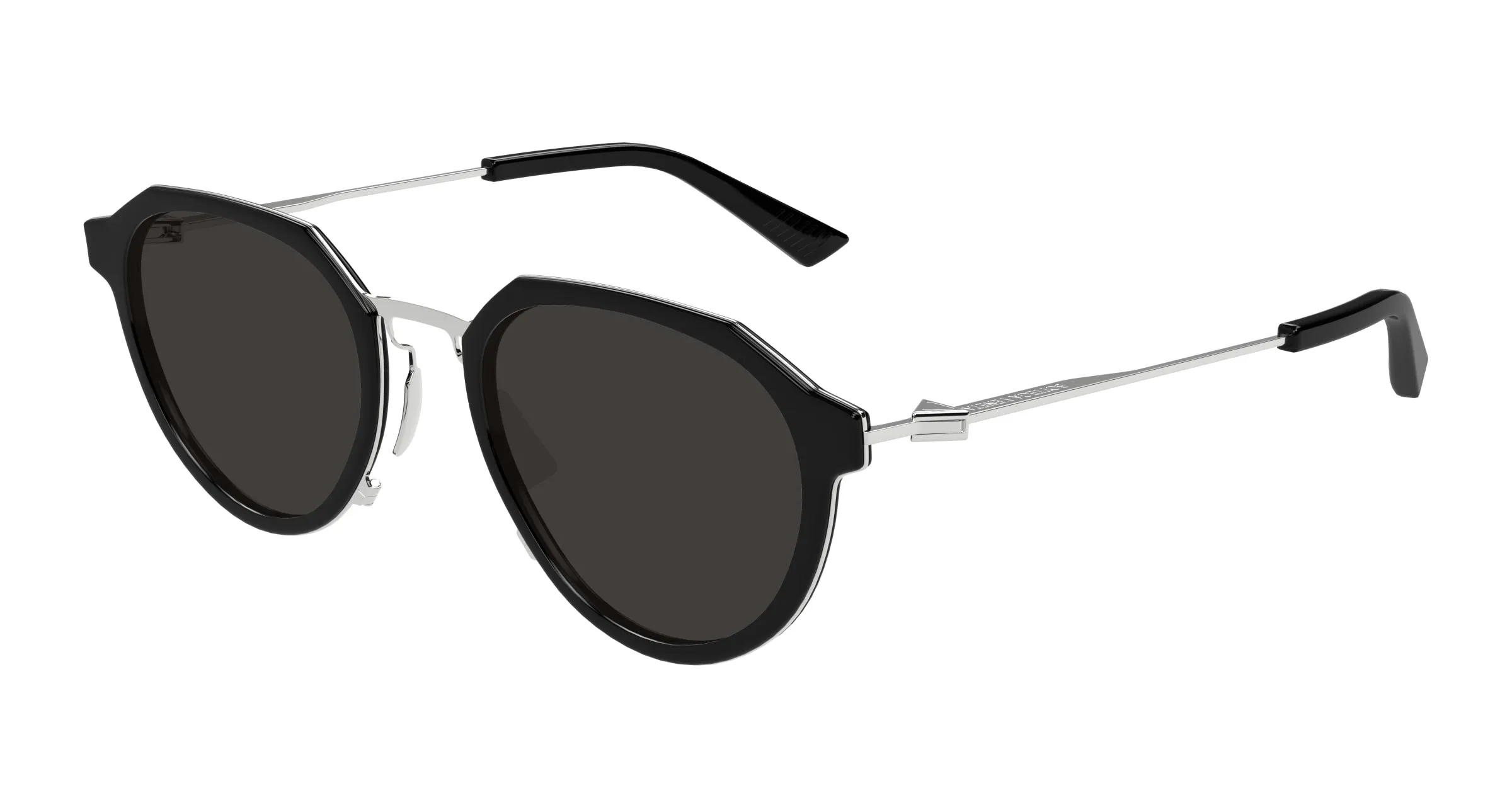 Bottega Veneta BV1331S 001 Occhiali da sole Acetato Nero Grigio Rotonda - immagine 1