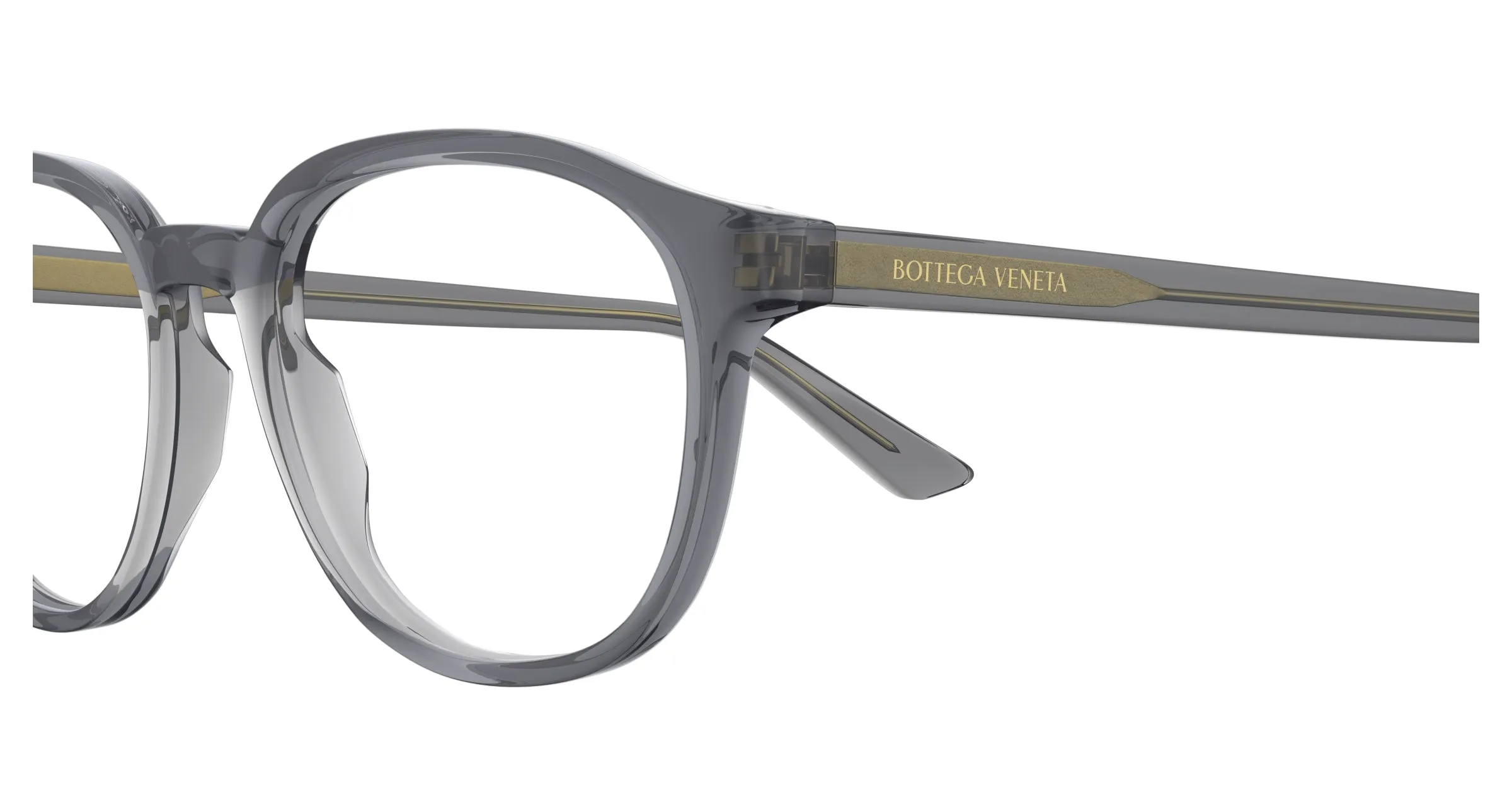 Bottega Veneta BV1312O 009 Montature da vista Acetato Grigio Trasparente Rotonda - immagine 3