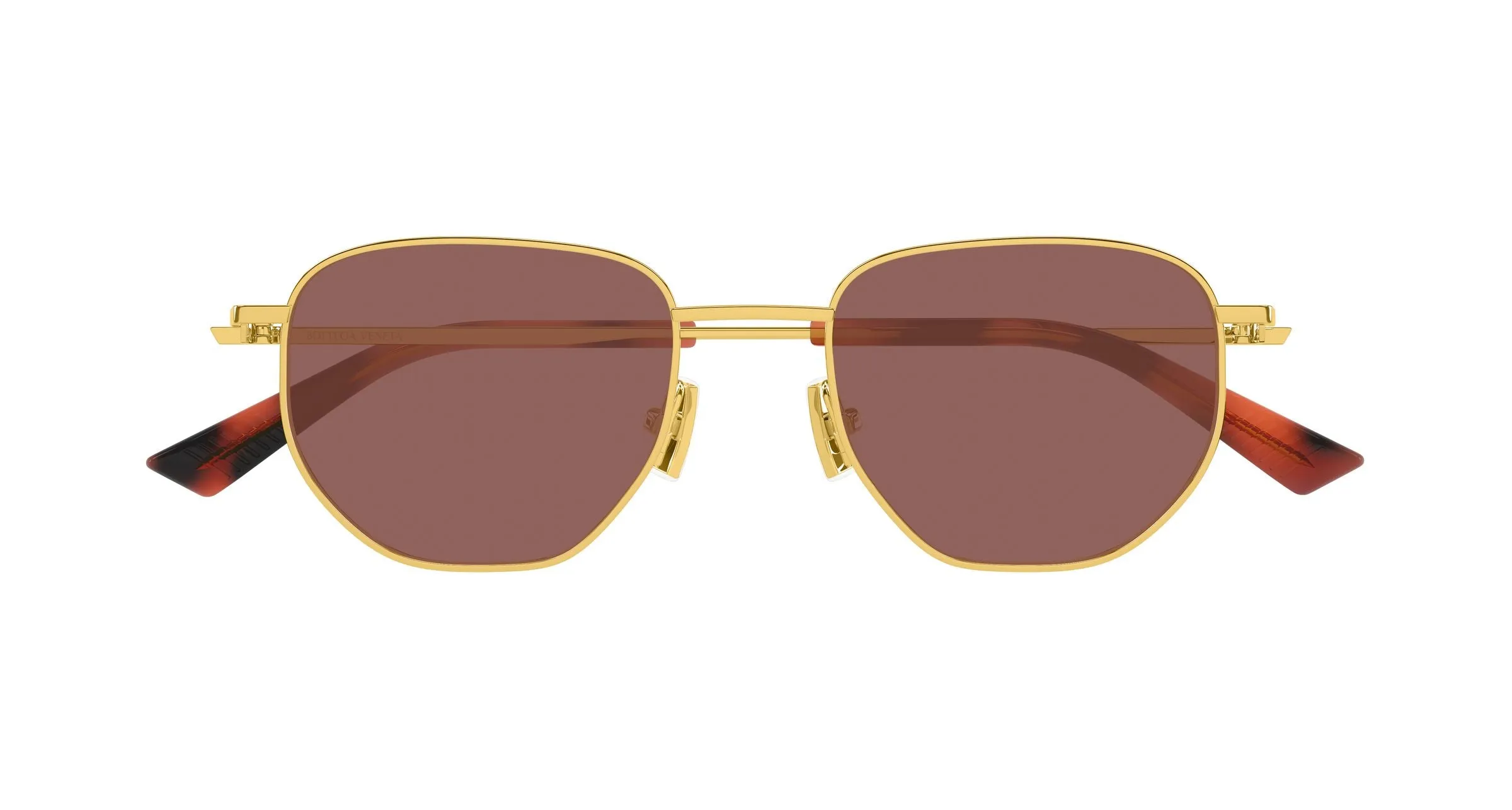 Bottega Veneta BV1301S 008 Occhiali da sole Metallo Oro Rosso Rotonda - immagine 2