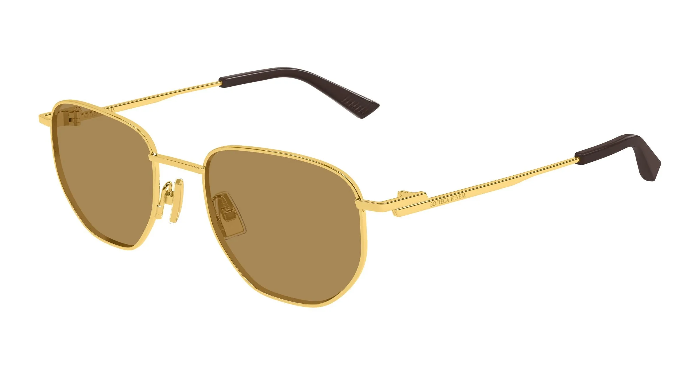 Bottega Veneta BV1301S 007 Occhiali da sole Metallo Oro Marrone Rotonda - immagine 1
