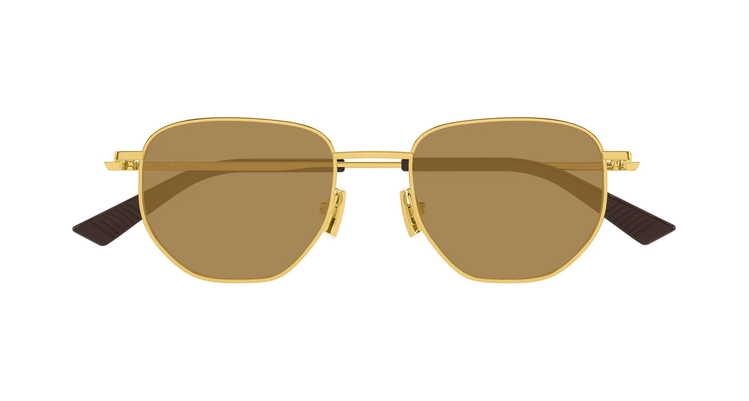 Bottega Veneta BV1301S 007 Occhiali da sole Metallo Oro Marrone Rotonda - immagine 2