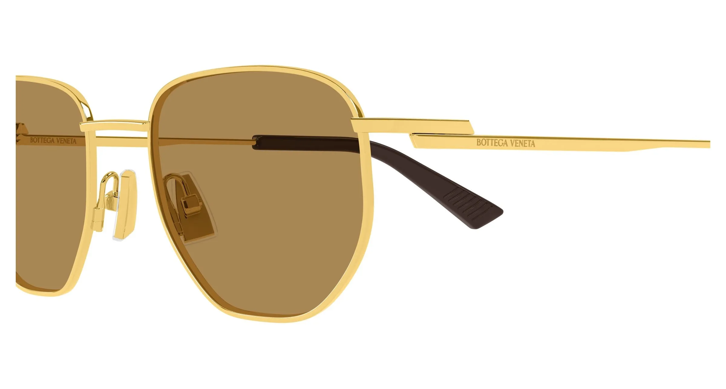 Bottega Veneta BV1301S 007 Occhiali da sole Metallo Oro Marrone Rotonda - immagine 3