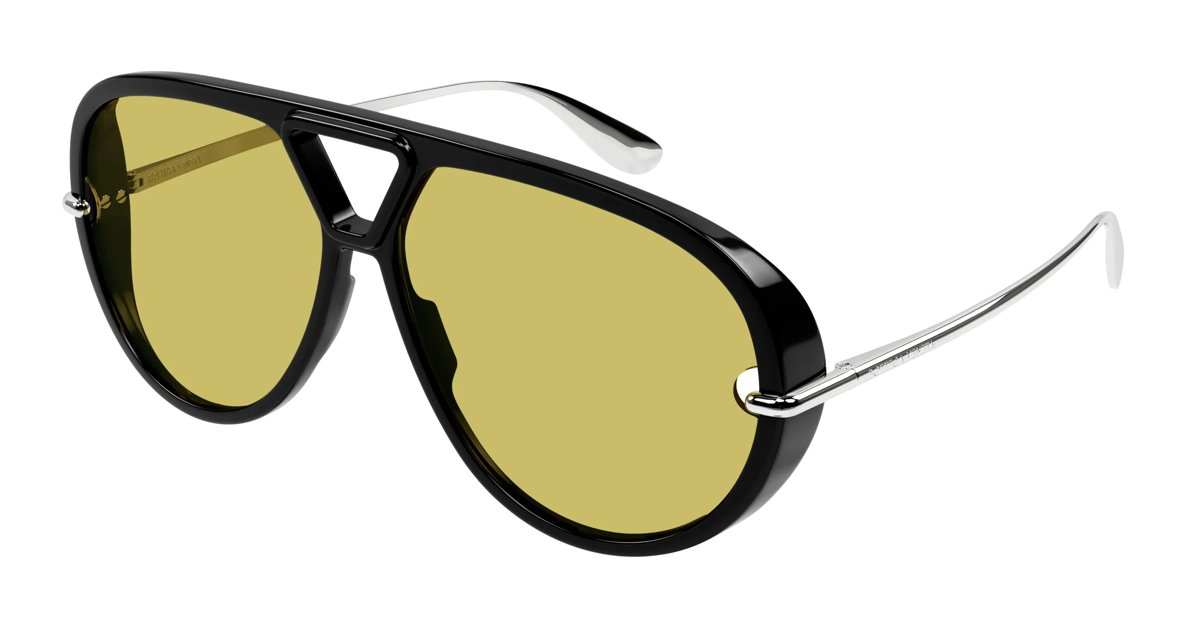 Bottega Veneta BV1274S 002 Occhiali da sole Acetato Nero Giallo Pilot - immagine 1