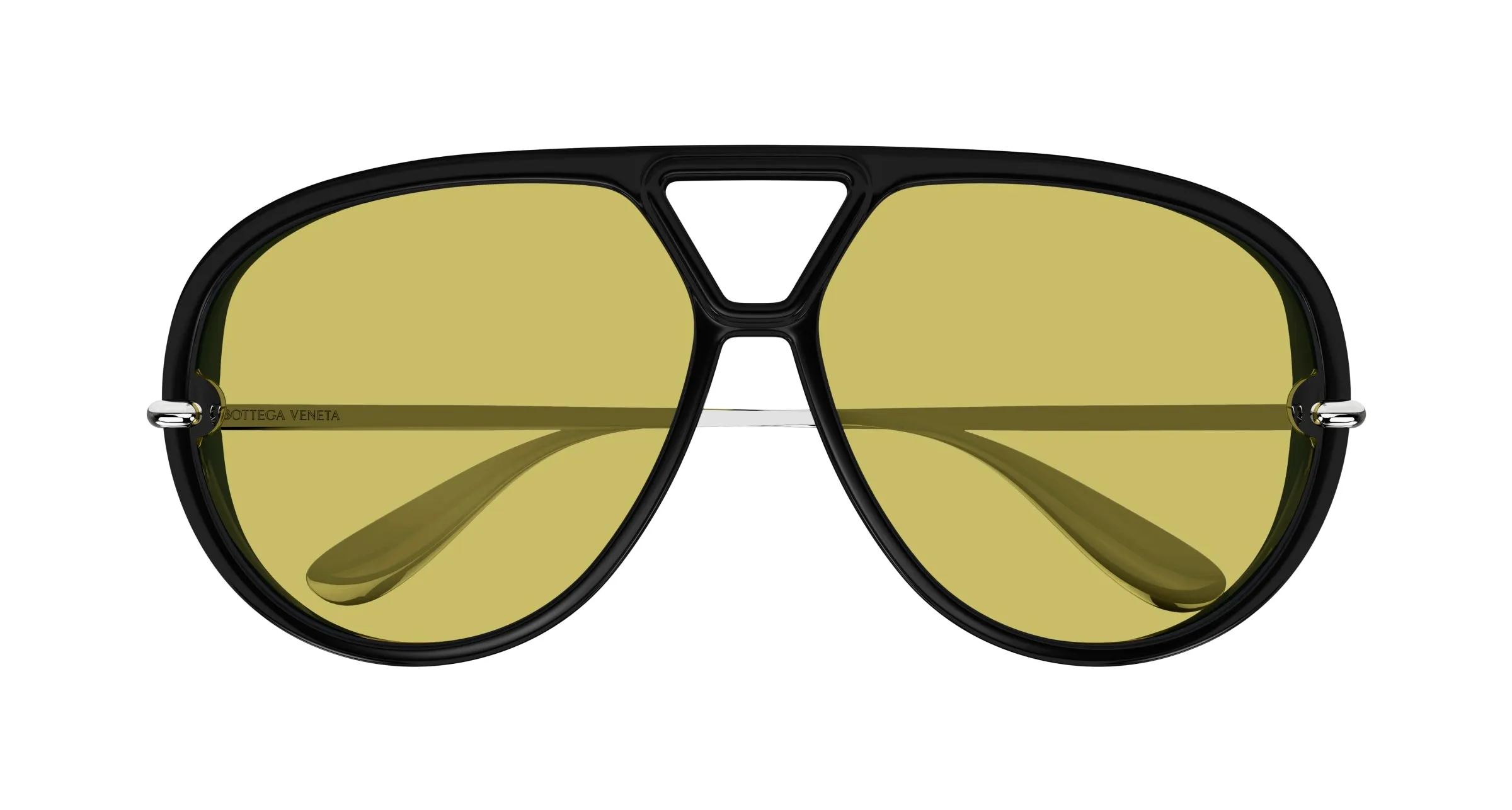 Bottega Veneta BV1274S 002 Occhiali da sole Acetato Nero Giallo Pilot - immagine 2