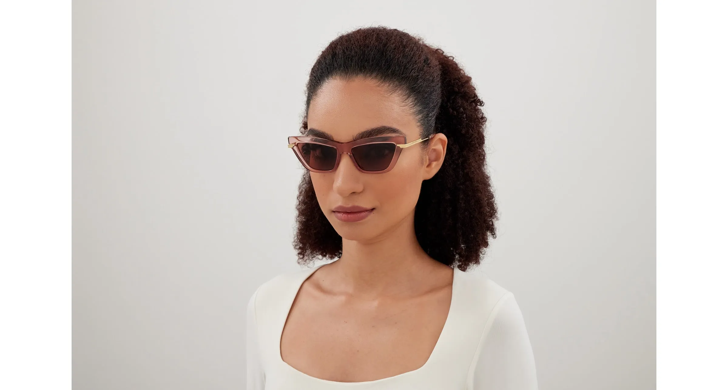 Bottega Veneta BV1241S 006 Occhiali da sole Acetato Rosso Marrone Cat Eye - immagine 4
