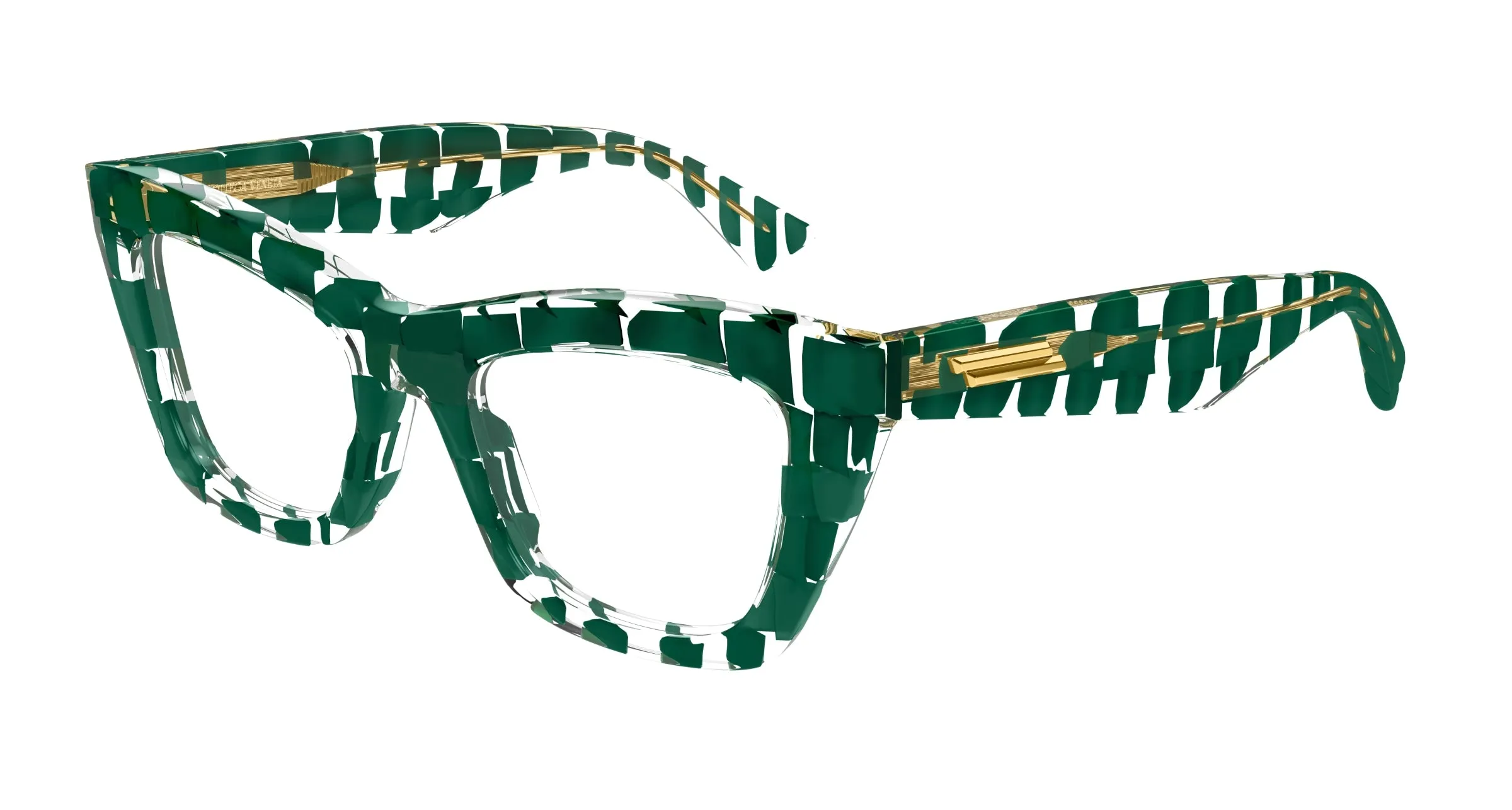 Bottega Veneta BV1215O 008 Montature da vista Acetato Verde Trasparente Cat Eye - immagine 1
