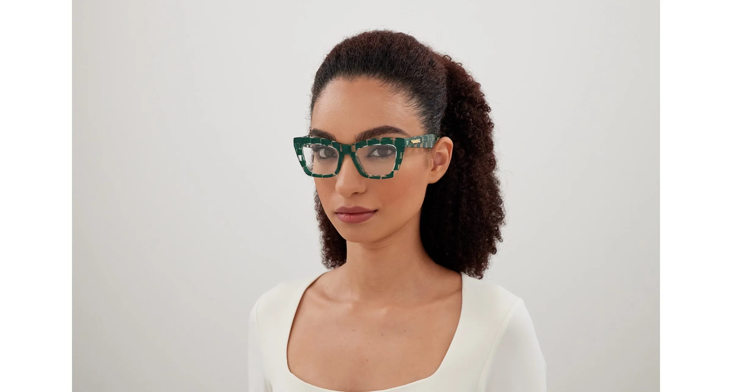 Bottega Veneta BV1215O 008 Montature da vista Acetato Verde Trasparente Cat Eye - immagine 4