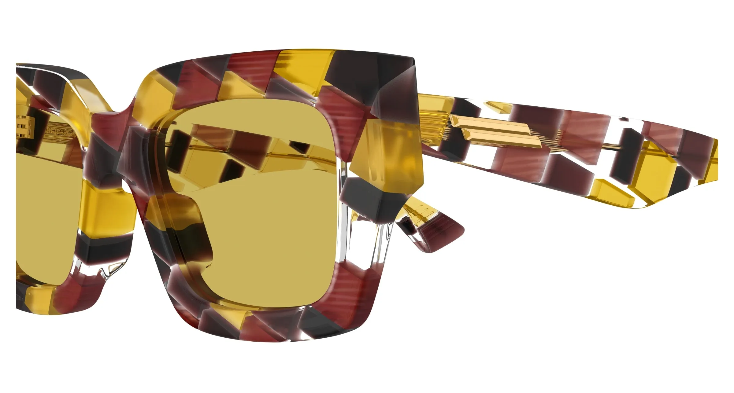 Bottega Veneta BV1212S 009 Occhiali da sole Acetato Marrone Giallo Squadrata - immagine 3