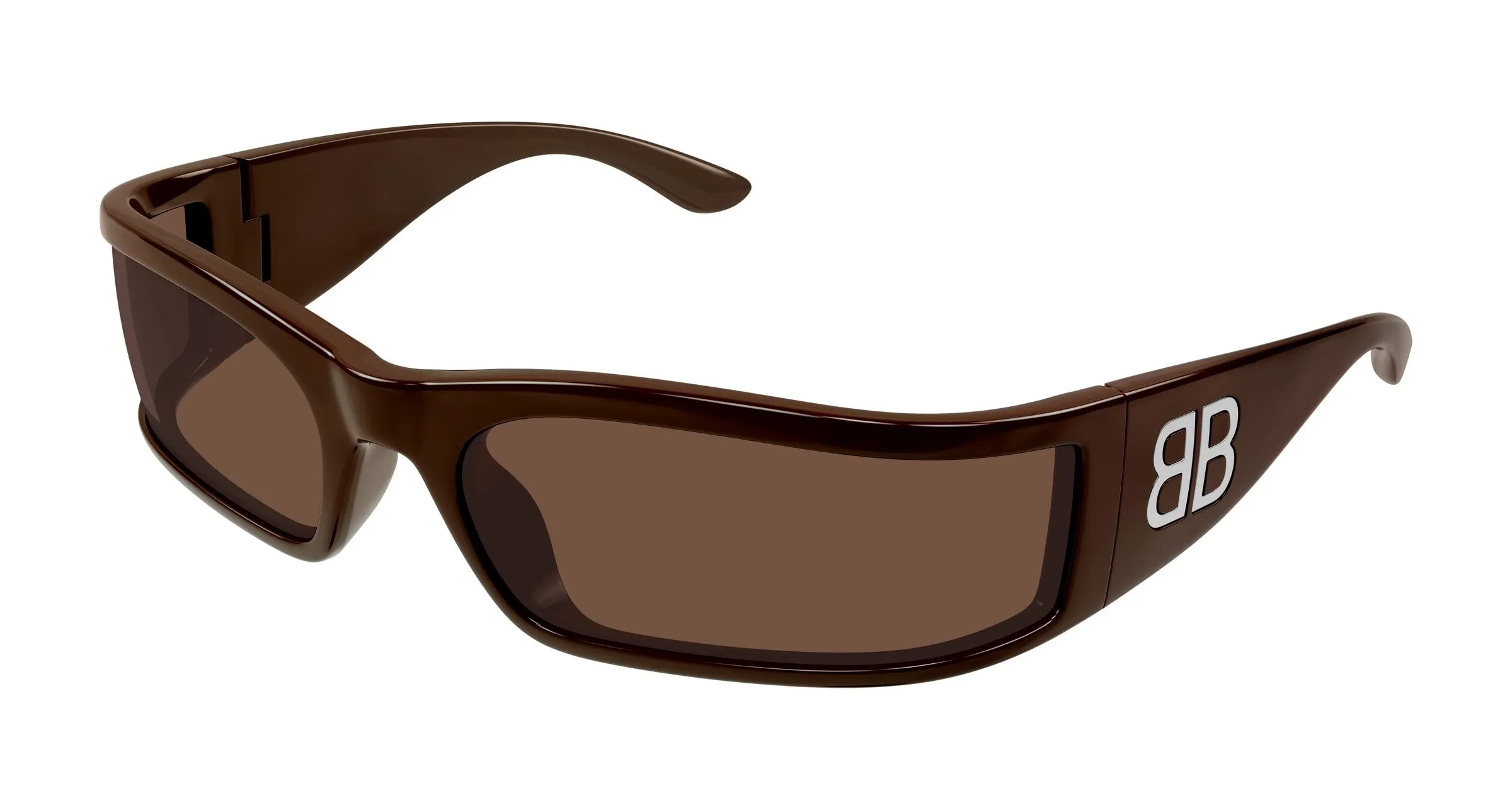 Balenciaga BB0458S 004 Occhiali da sole Acetato Marrone Marrone Maschera - immagine 1