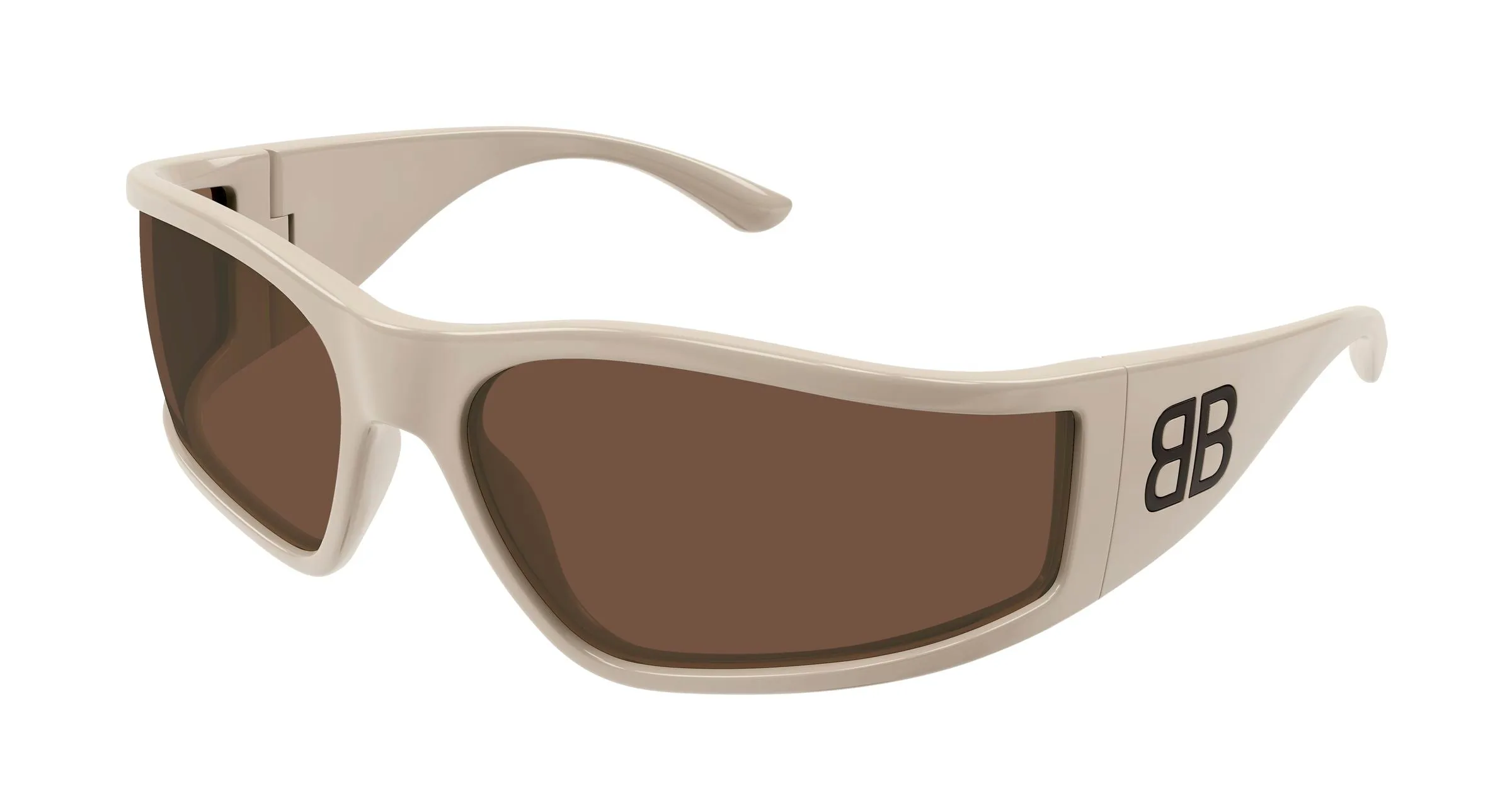 Balenciaga BB0457S 005 Occhiali da sole Acetato Avorio Marrone Maschera - immagine 1
