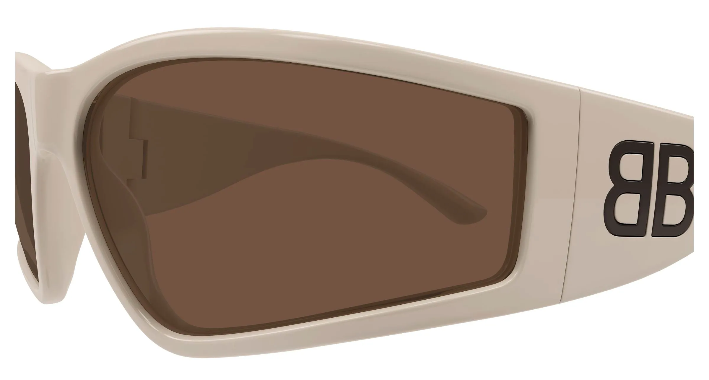 Balenciaga BB0457S 005 Occhiali da sole Acetato Avorio Marrone Maschera - immagine 3