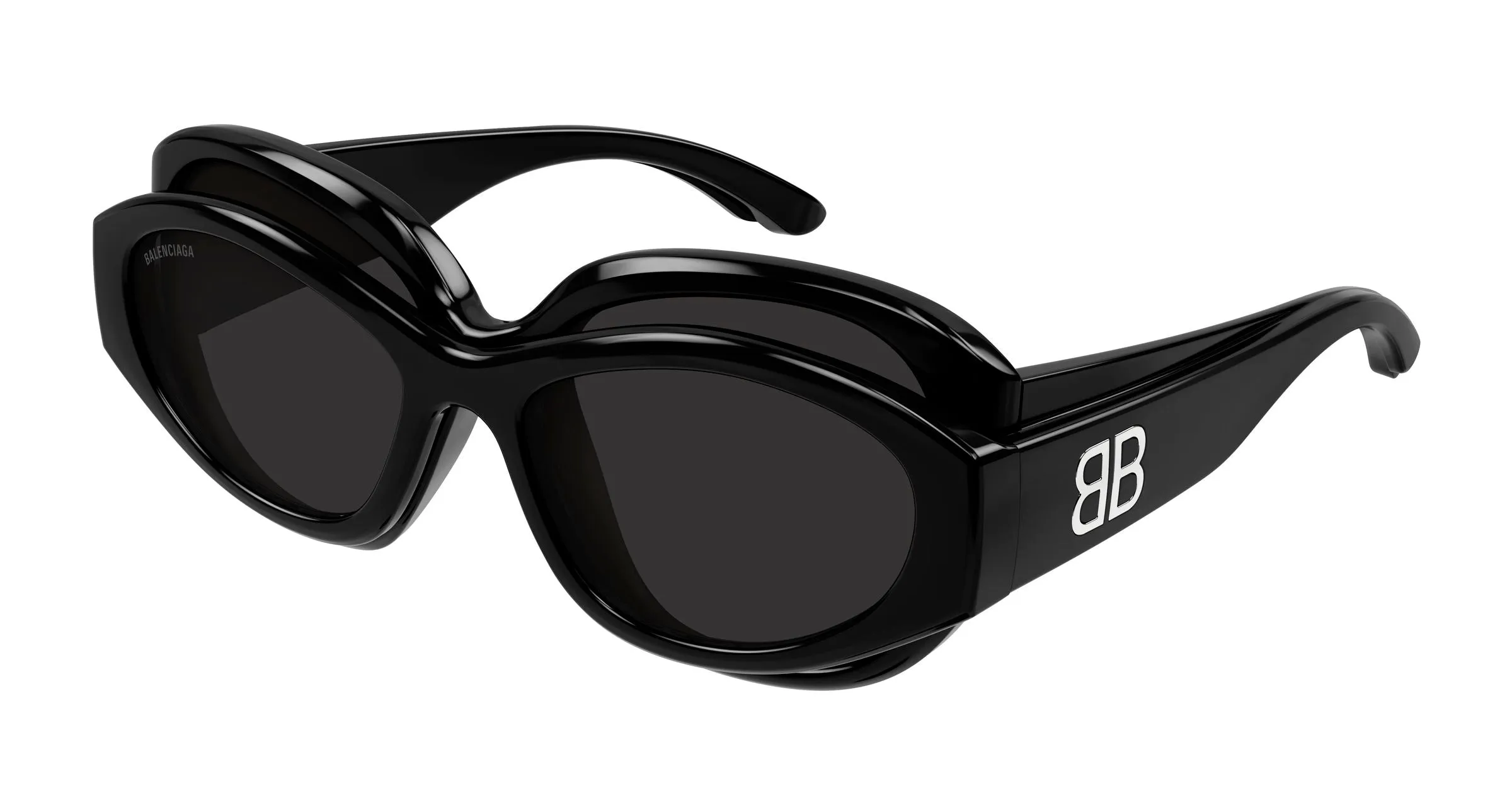 Balenciaga BB0456S 001 Occhiali da sole Acetato Nero Grigio Cat Eye - immagine 1