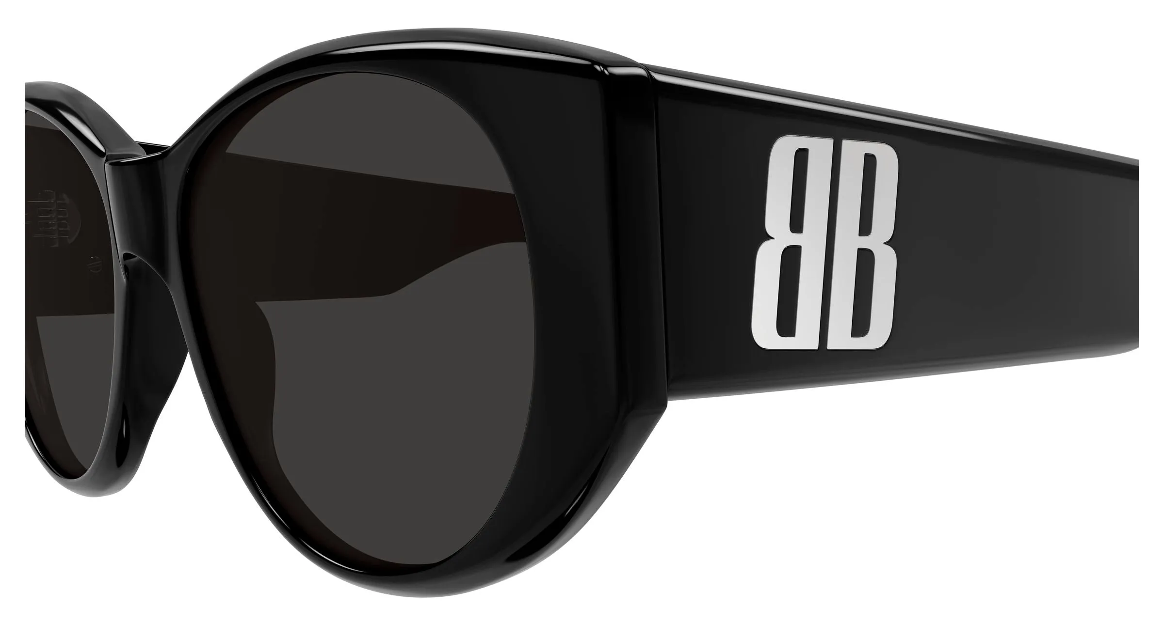 Balenciaga BB0455S 004 Occhiali da sole Acetato Nero Grigio Geometrica - immagine 3