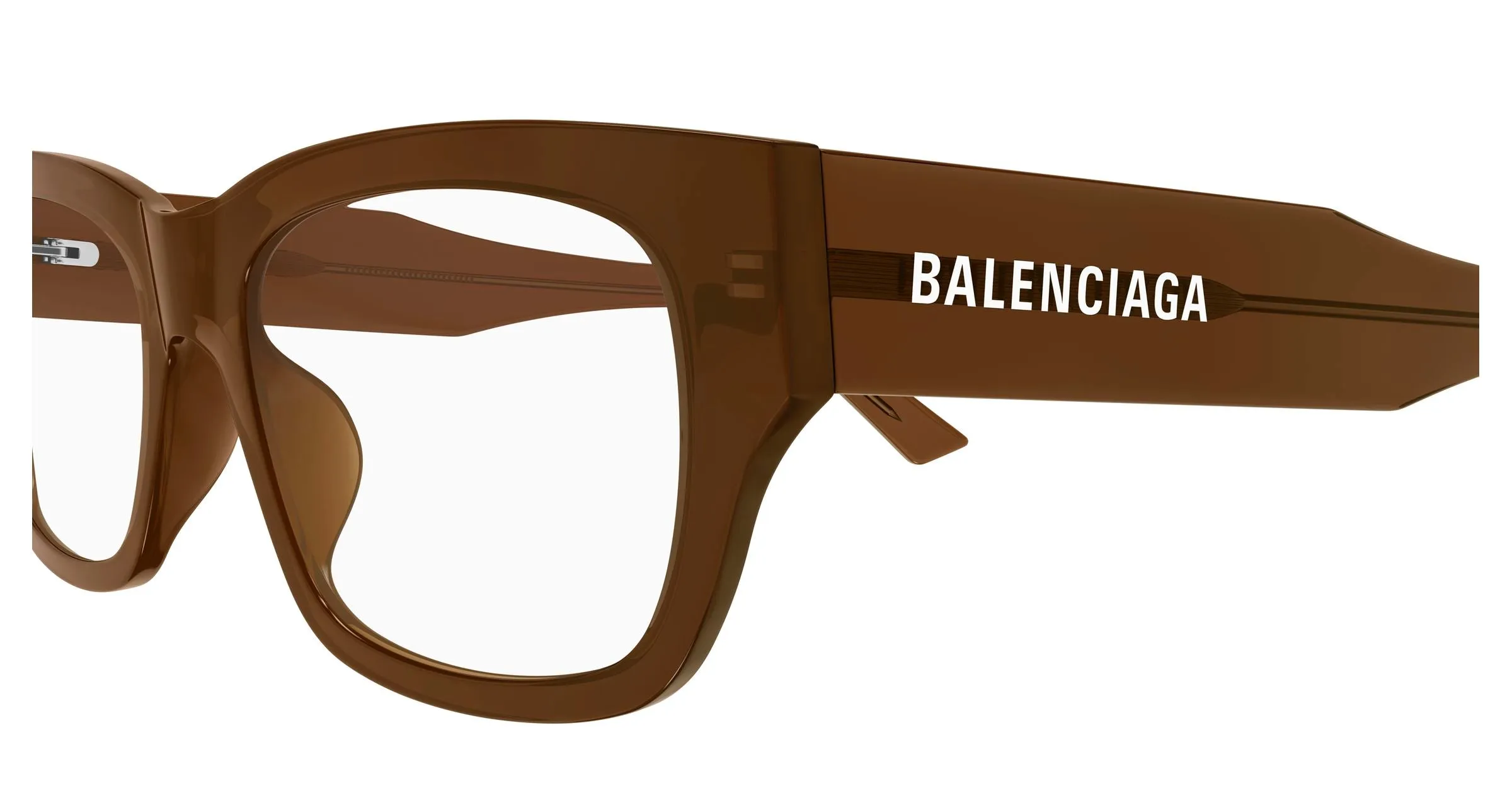 Balenciaga BB0450O 005 Montature da vista Acetato Marrone Trasparente Squadrata - immagine 3