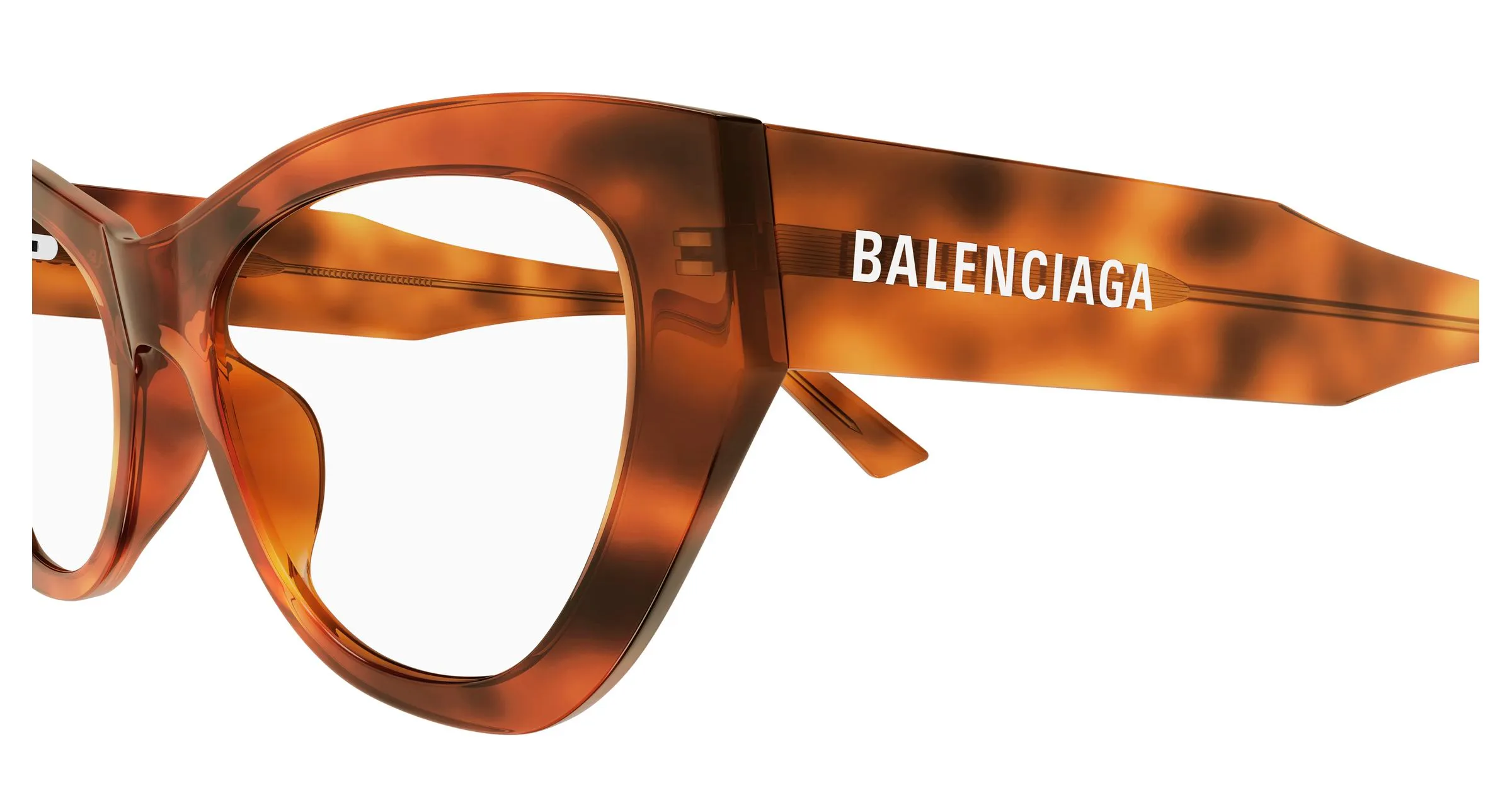 Balenciaga BB0449O 003 Montature da vista Acetato Havana Trasparente Cat Eye - immagine 3