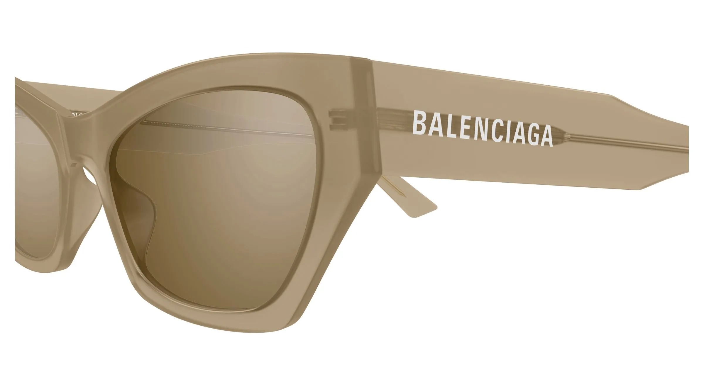 Balenciaga BB0447S 004 Occhiali da sole Acetato Beige Marrone Cat Eye - immagine 3