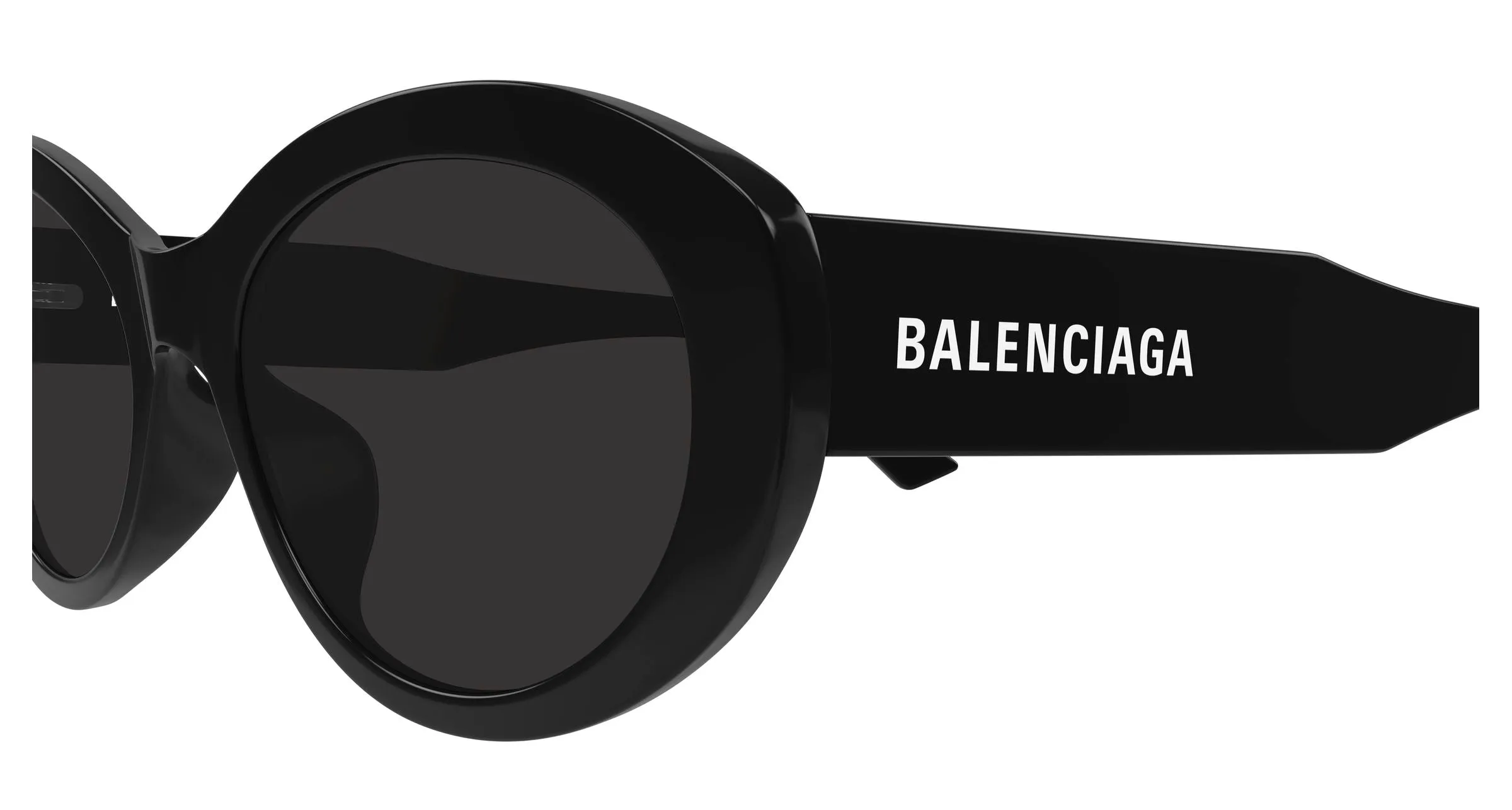 Balenciaga BB0446S 001 Occhiali da sole Acetato Nero Grigio Rotonda - immagine 3