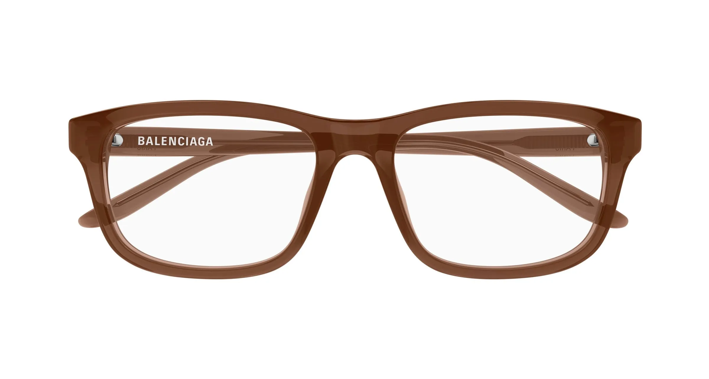 Balenciaga BB0442OA 006 Montature da vista Acetato Marrone Trasparente Squadrata - immagine 2