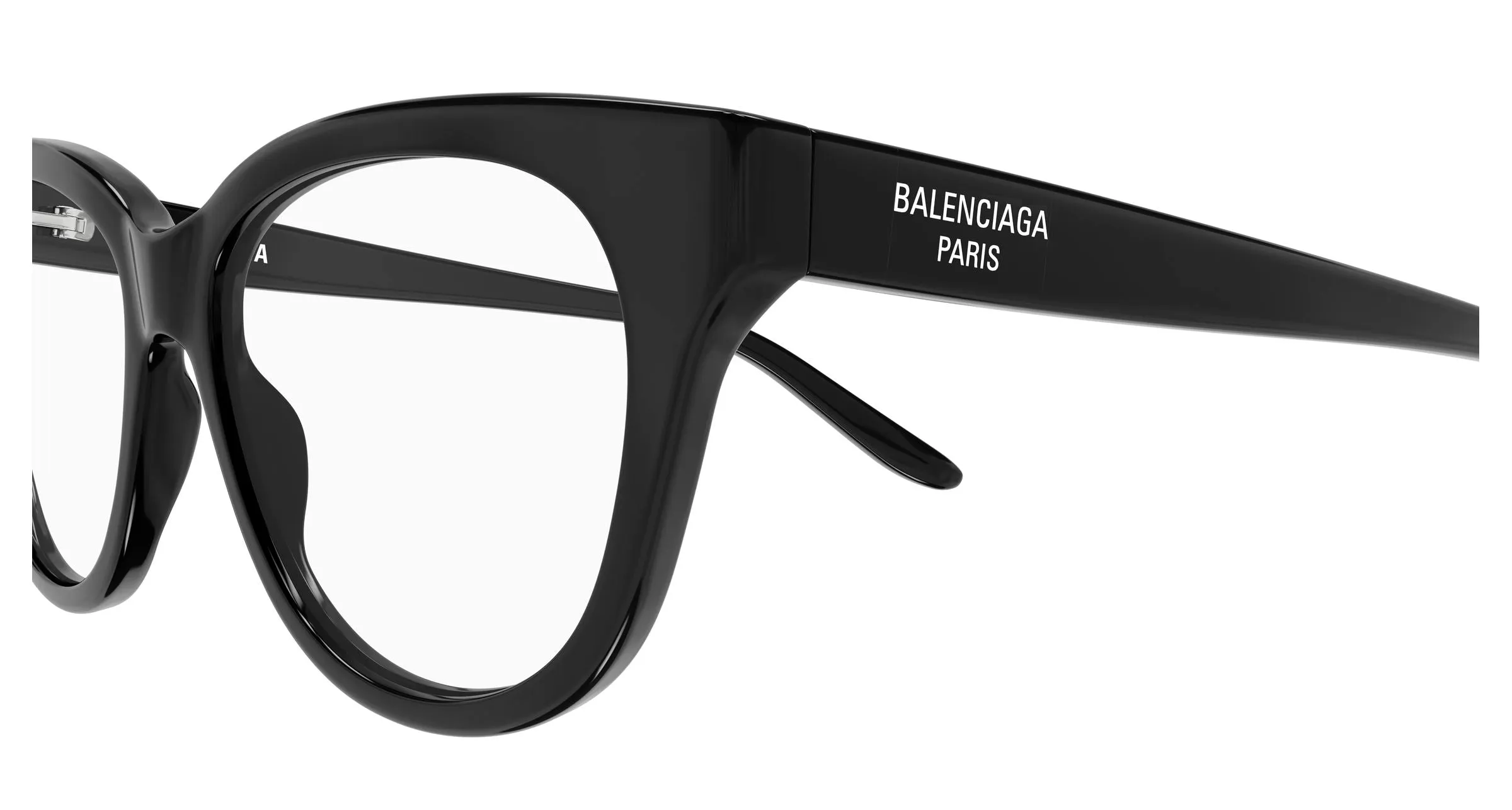 Balenciaga BB0441O 008 Montature da vista Acetato Nero Trasparente Farfalla - immagine 3