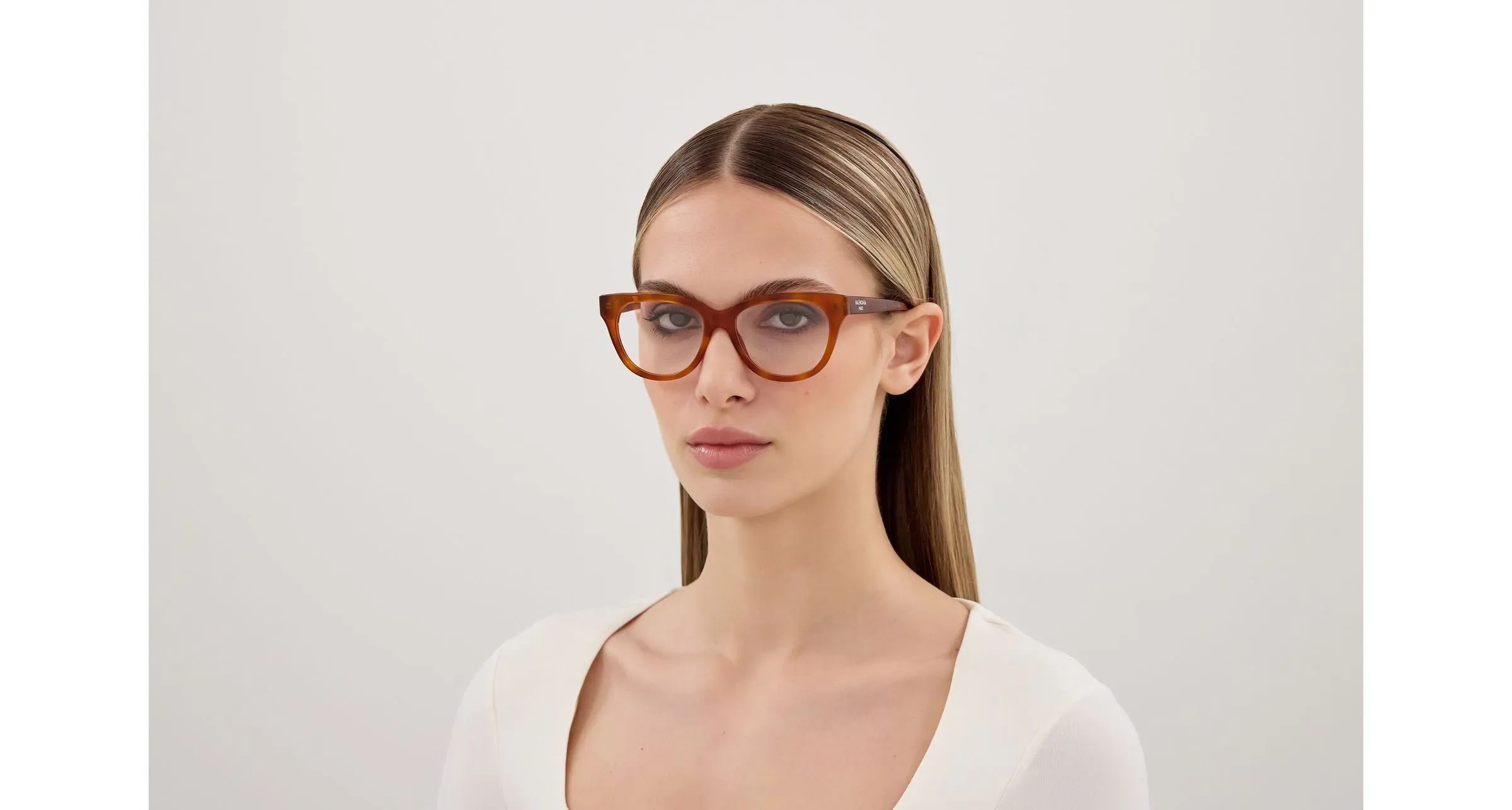 Balenciaga BB0441O 003 Montature da vista Acetato Havana Trasparente Farfalla - immagine 4