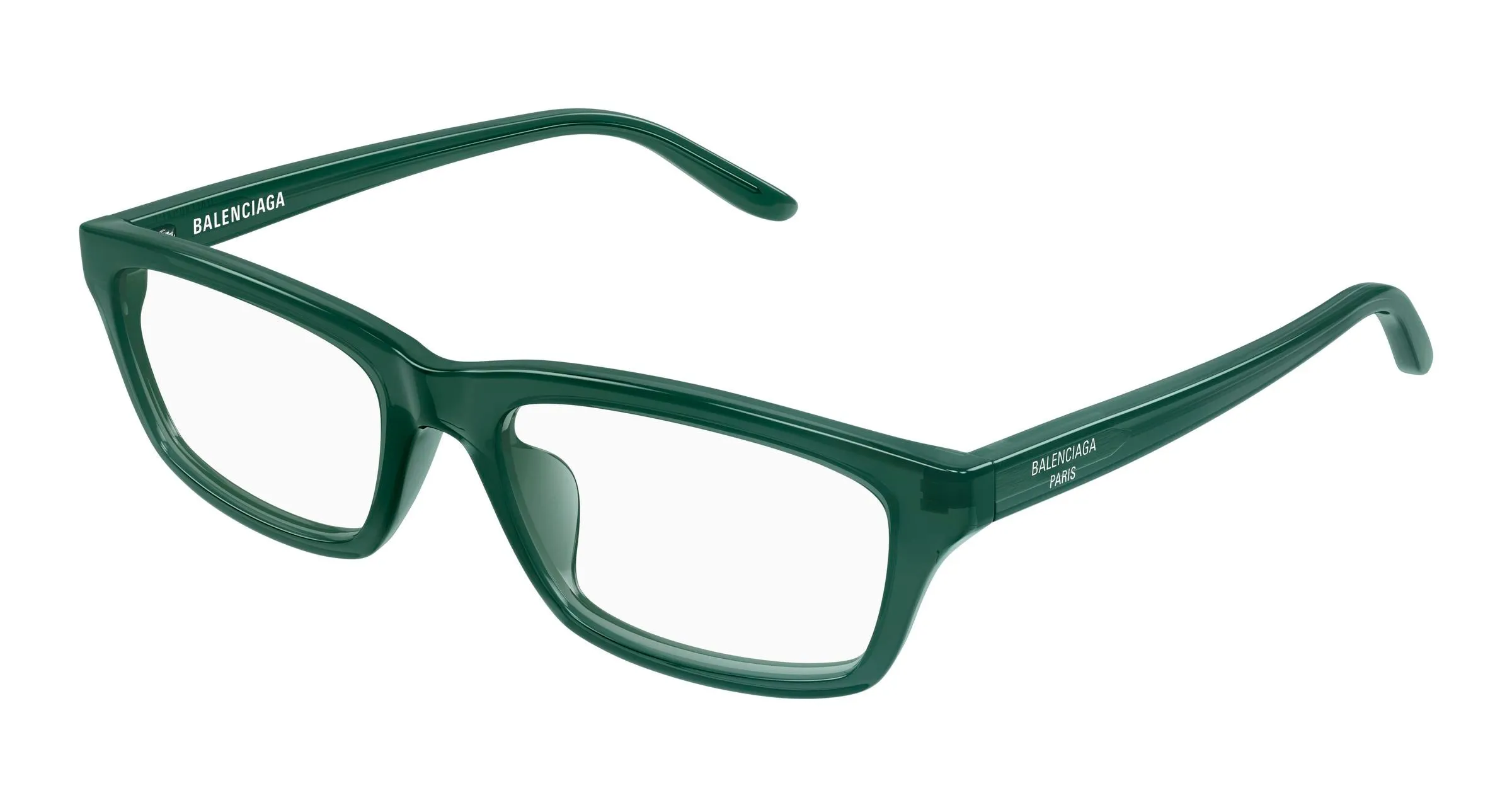 Balenciaga BB0439O 007 Montature da vista Acetato Verde Trasparente Squadrata - immagine 1