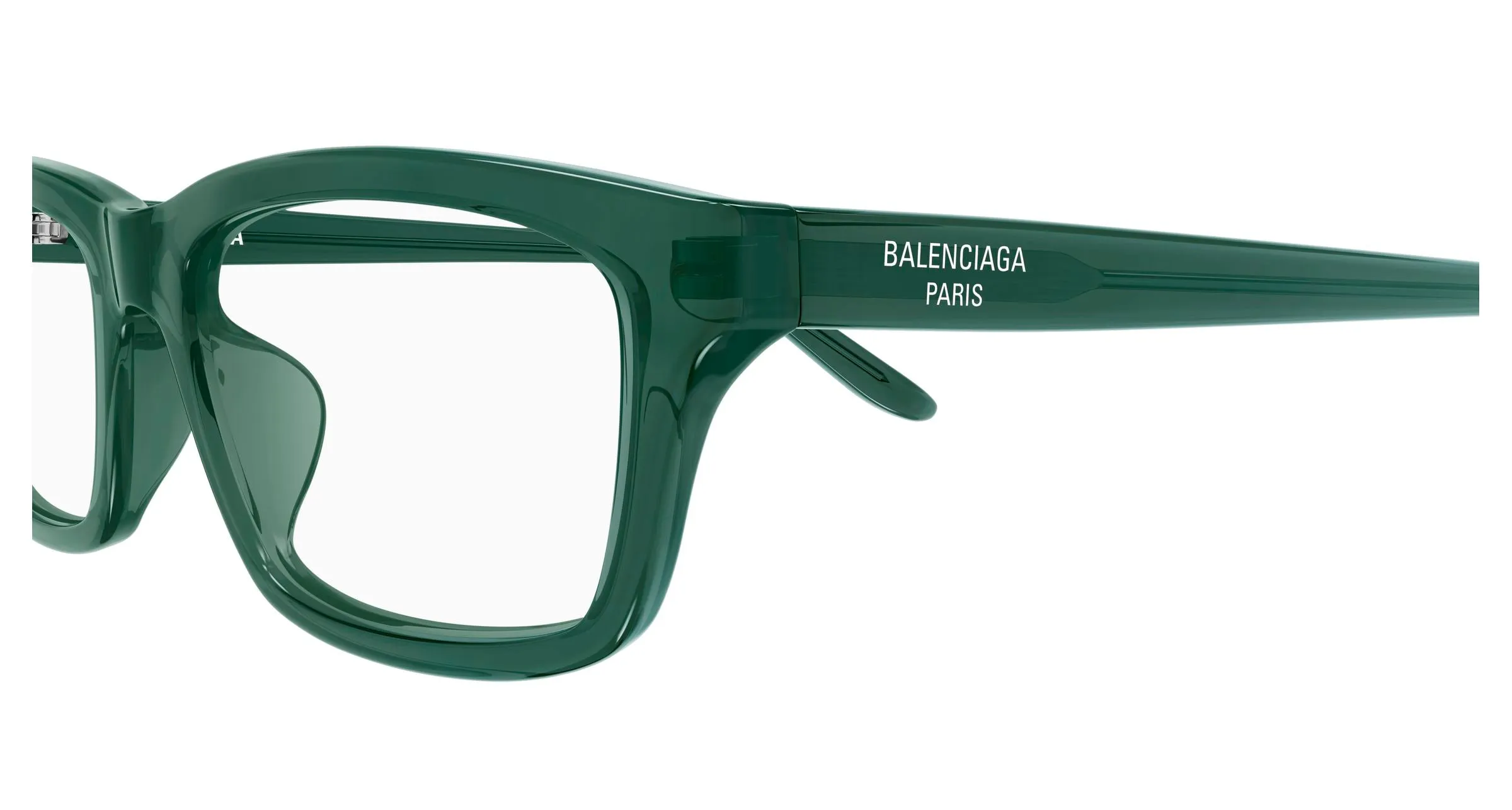 Balenciaga BB0439O 007 Montature da vista Acetato Verde Trasparente Squadrata - immagine 3
