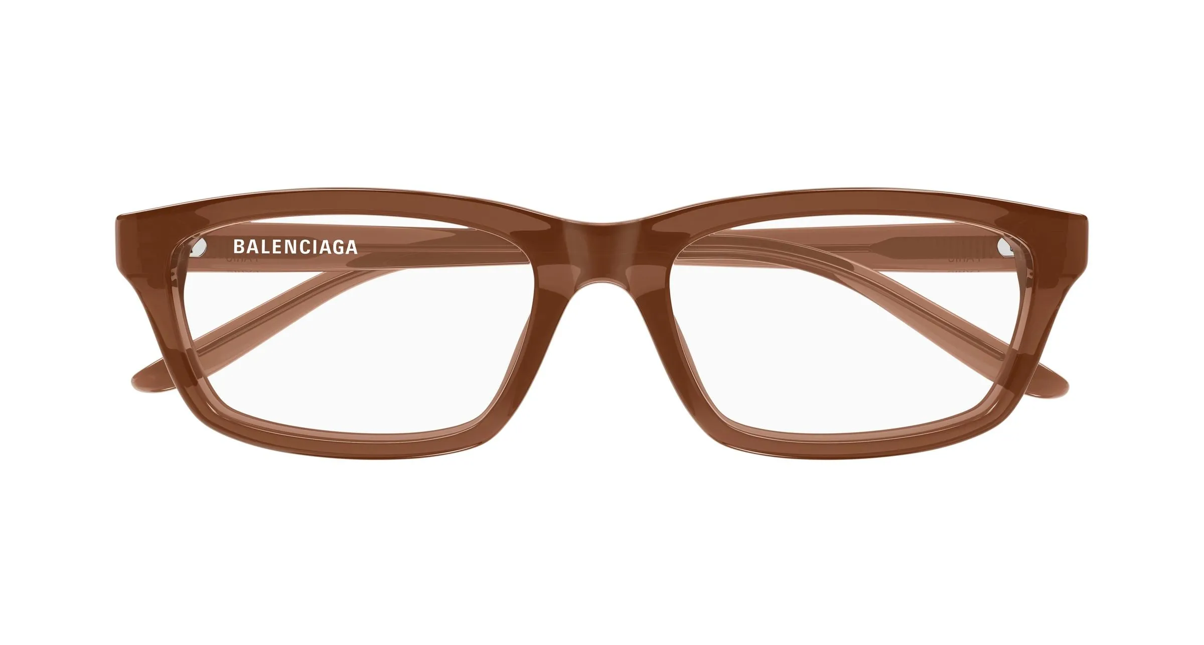 Balenciaga BB0439O 006 Montature da vista Acetato Marrone Trasparente Squadrata - immagine 2