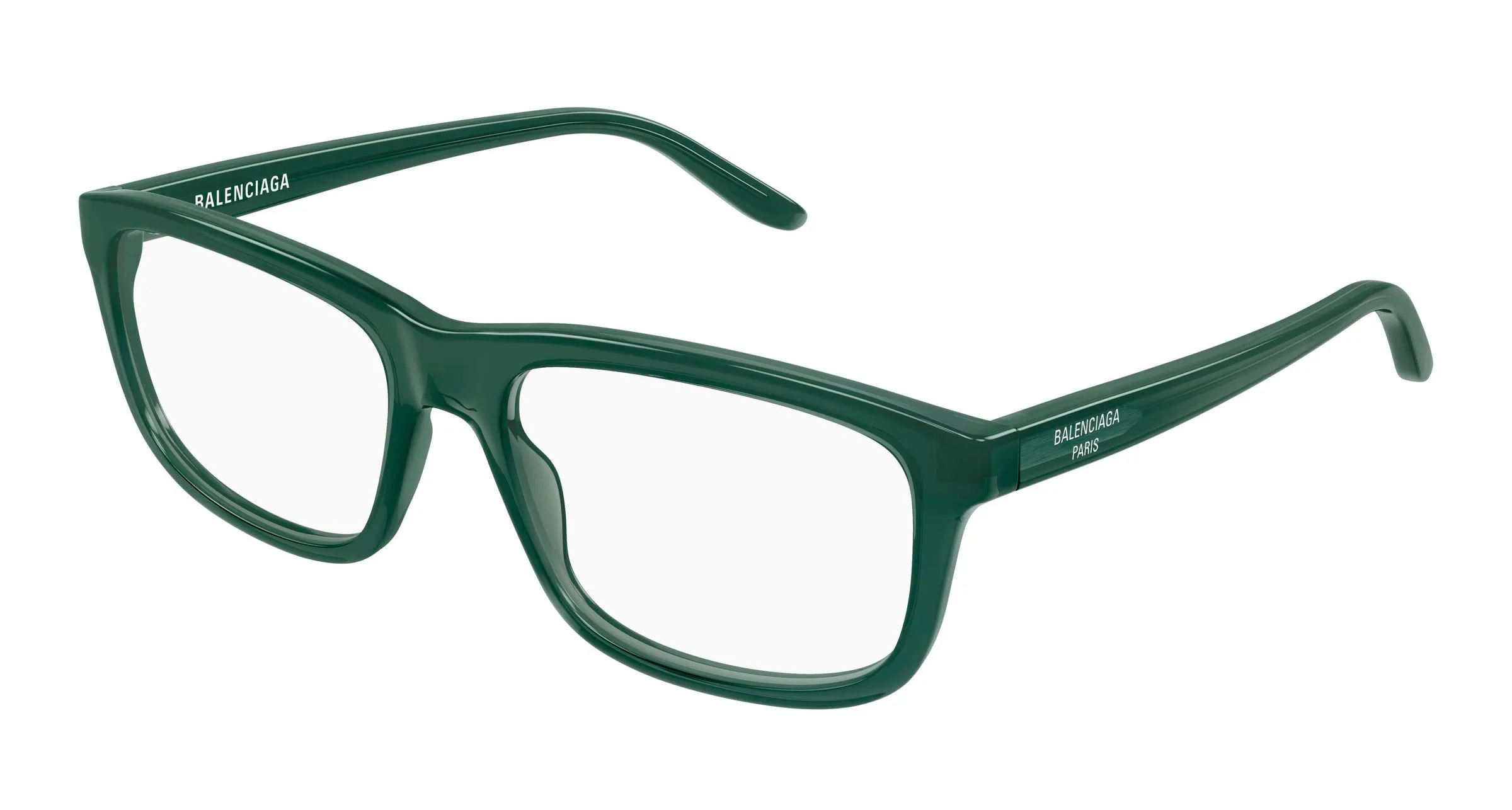Balenciaga BB0438O 007 Montature da vista Acetato Verde Trasparente Squadrata - immagine 1