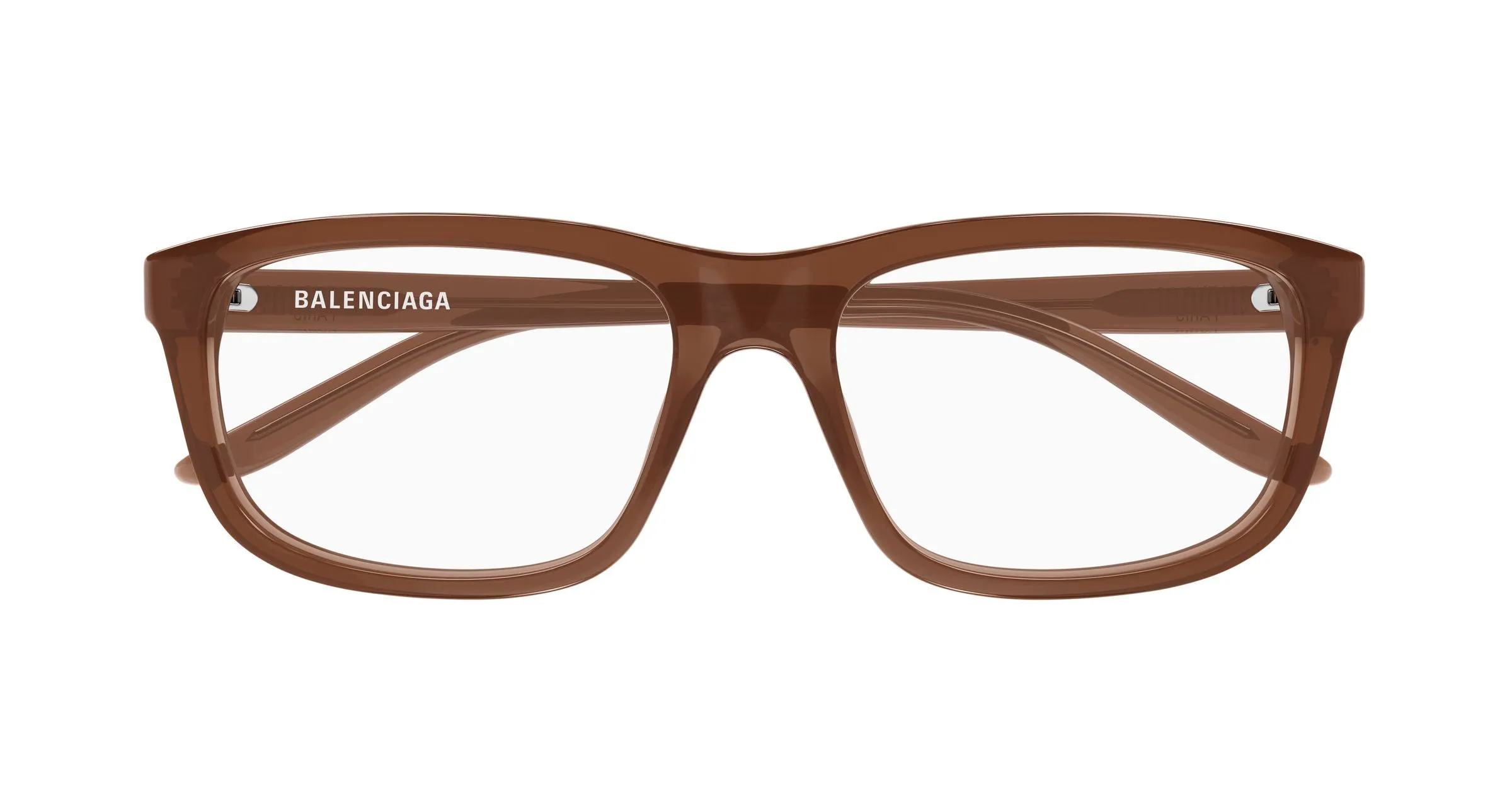 Balenciaga BB0438O 006 Montature da vista Acetato Marrone Trasparente Squadrata - immagine 2