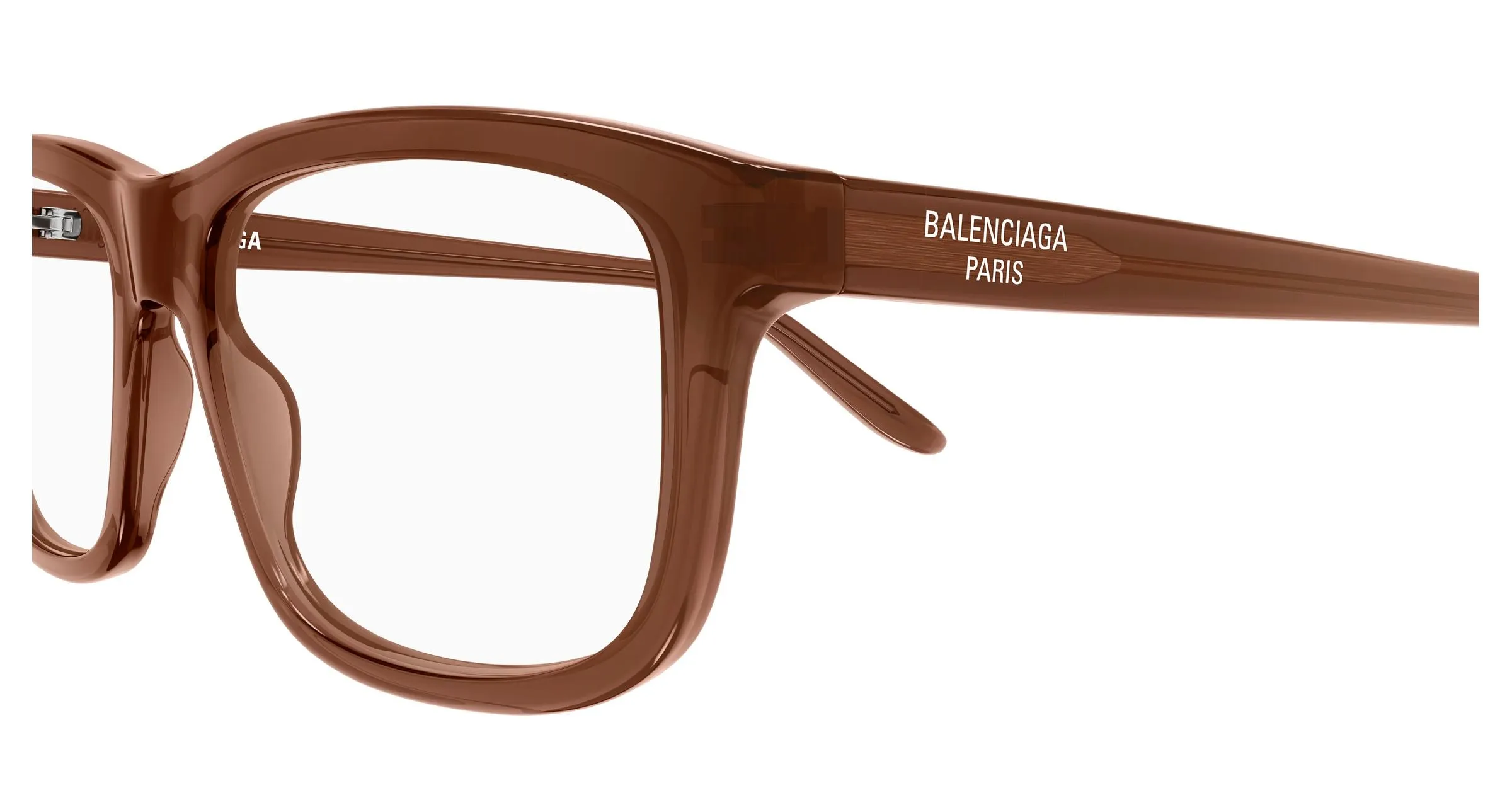 Balenciaga BB0438O 006 Montature da vista Acetato Marrone Trasparente Squadrata - immagine 3