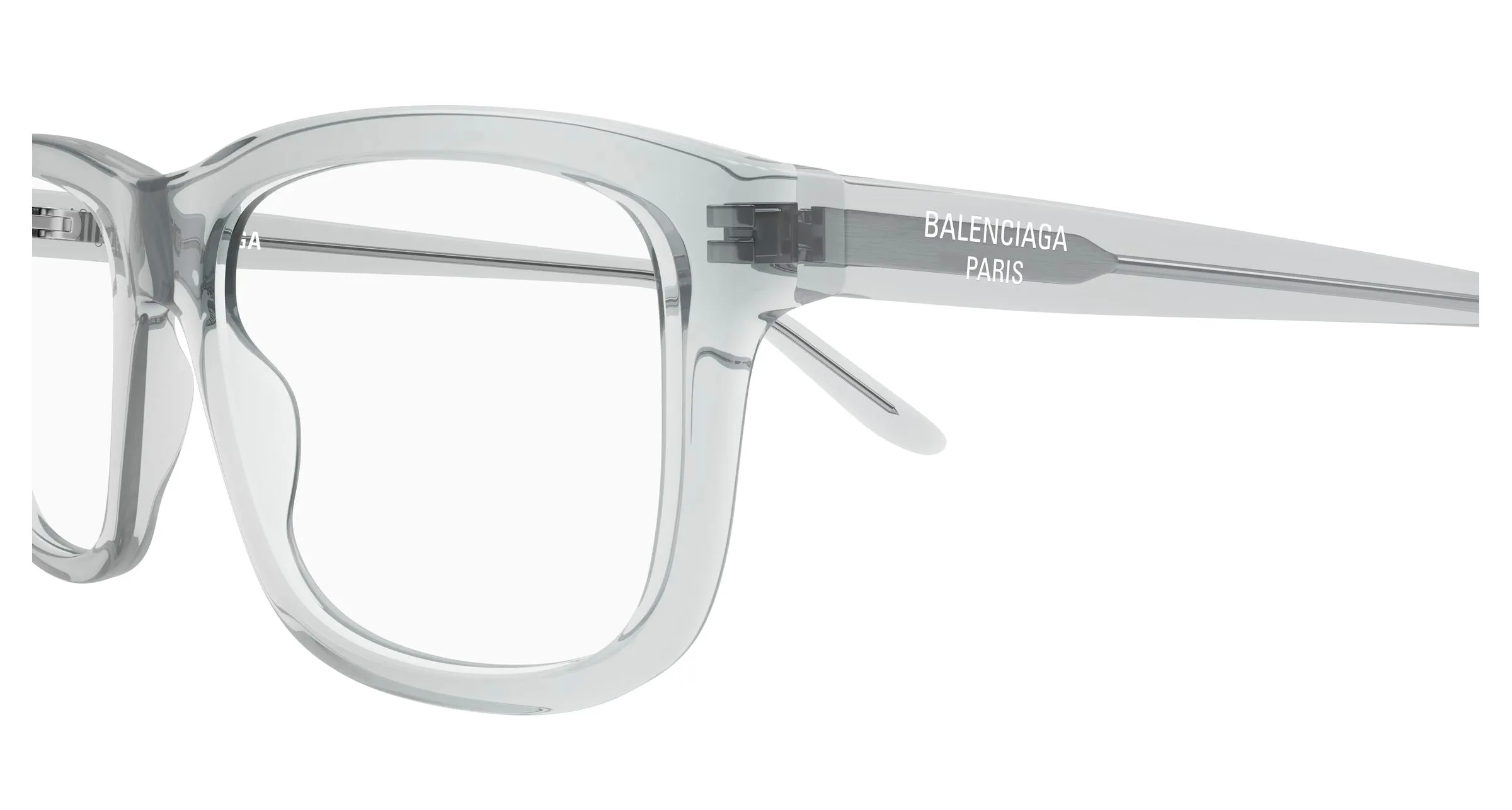 Balenciaga BB0438O 005 Montature da vista Acetato Grigio Trasparente Squadrata - immagine 3