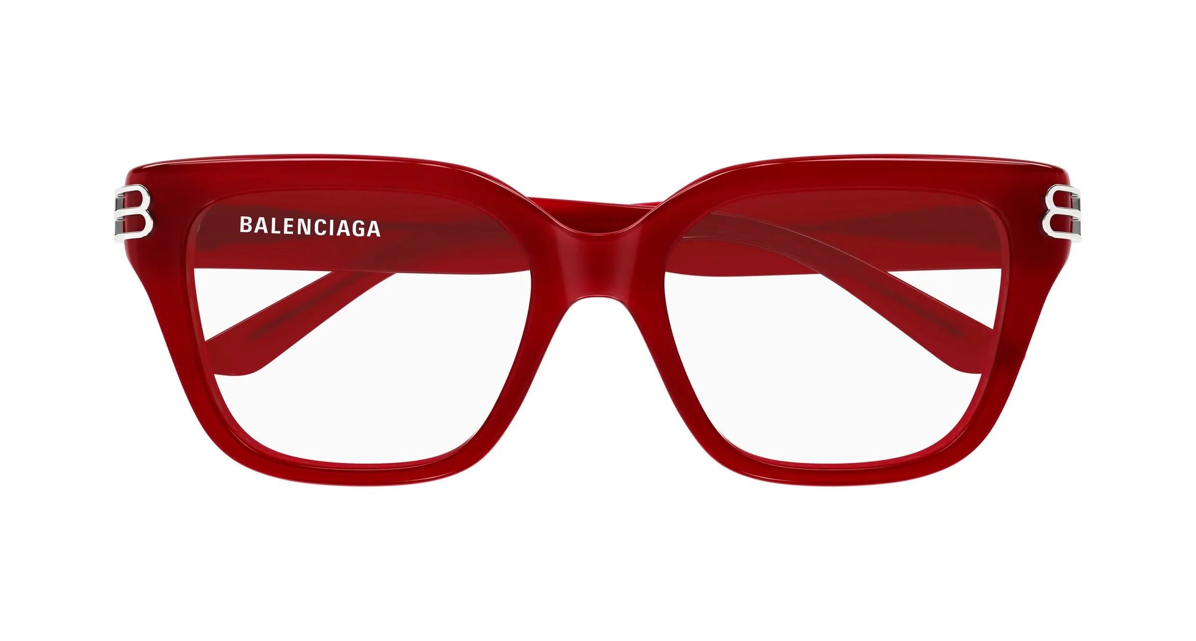 Balenciaga BB0437O 010 Montature da vista Acetato Rosso Trasparente Squadrata - immagine 2