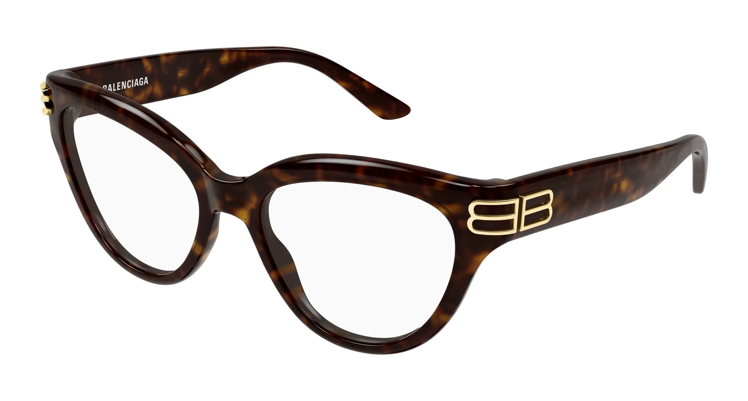Balenciaga BB0436O 002 Montature da vista Acetato Havana Trasparente Cat Eye - immagine 1